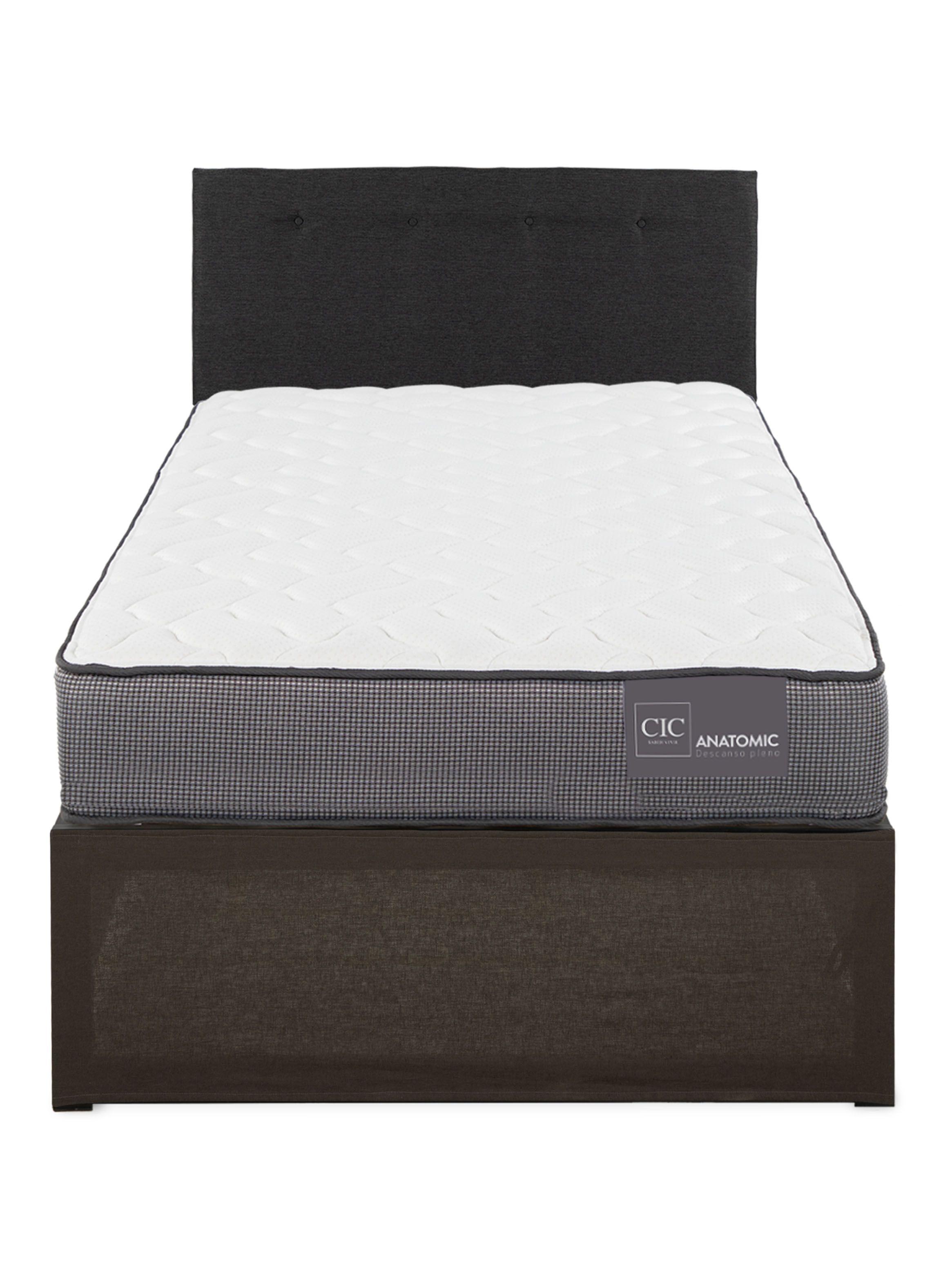 Cama Europea Iron Smart Anatomic 1.5 Plazas + Respaldo Black + Faldón-2