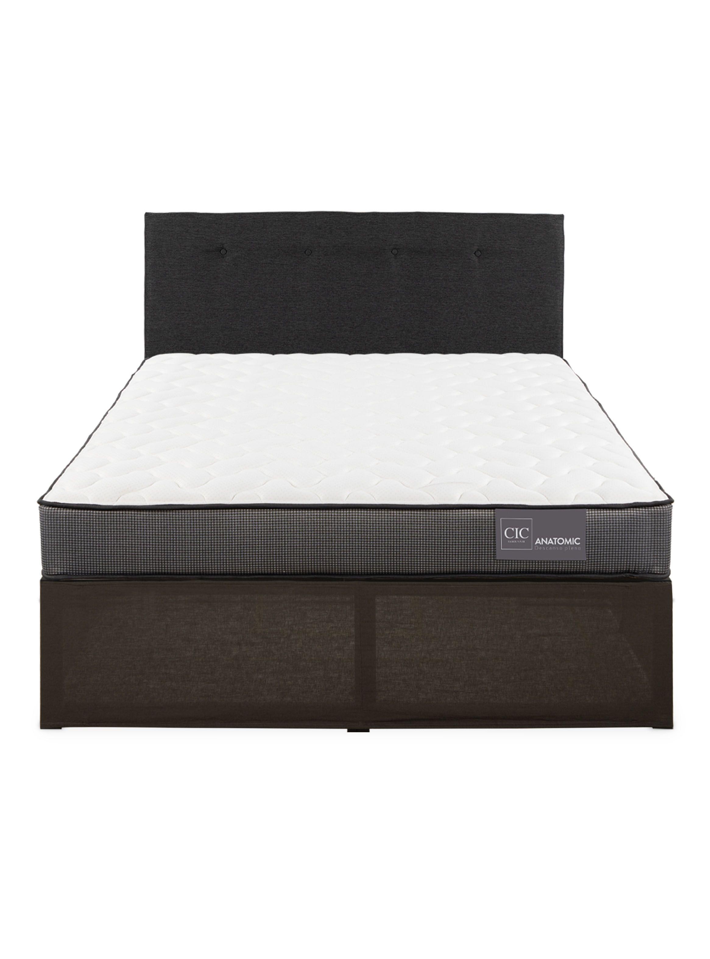 Cama Europea Iron Smart Anatomic 2 Plazas + Respaldo Black + Faldón-2