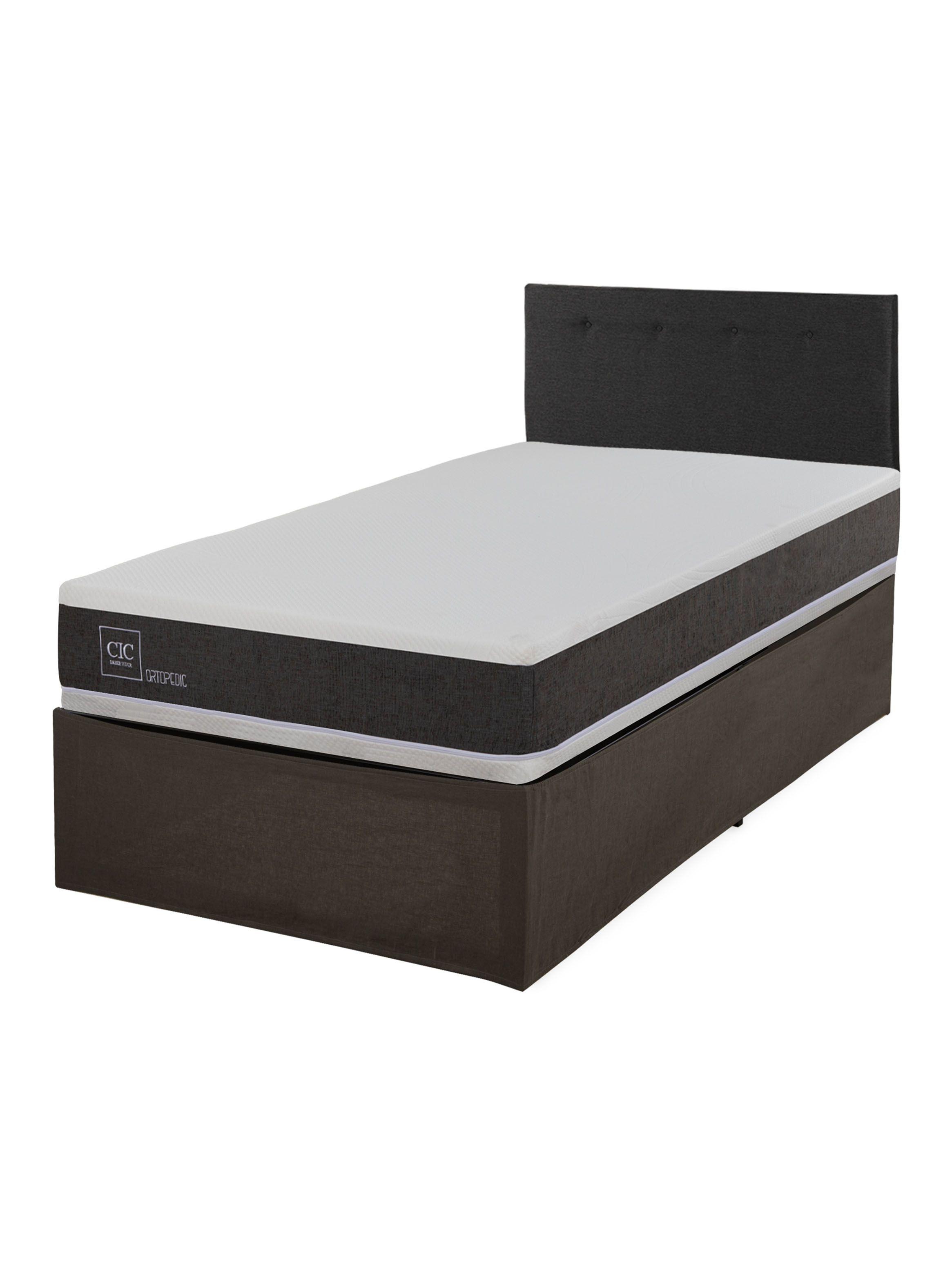 Cama Europea Iron Smart Ortopedic 1.5 Plazas + Respaldo Black + Faldón-0