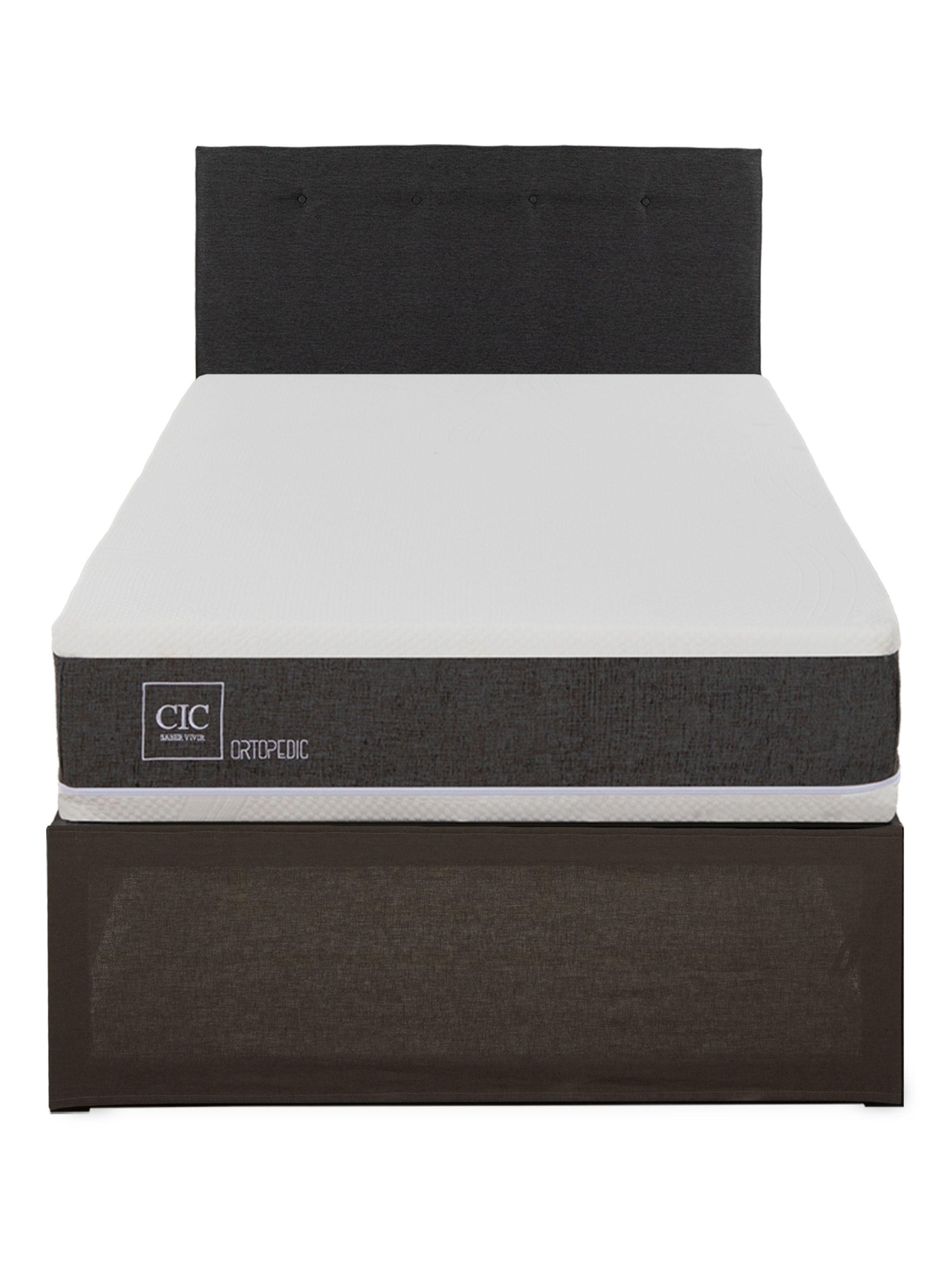 Cama Europea Iron Smart Ortopedic 1.5 Plazas + Respaldo Black + Faldón-2