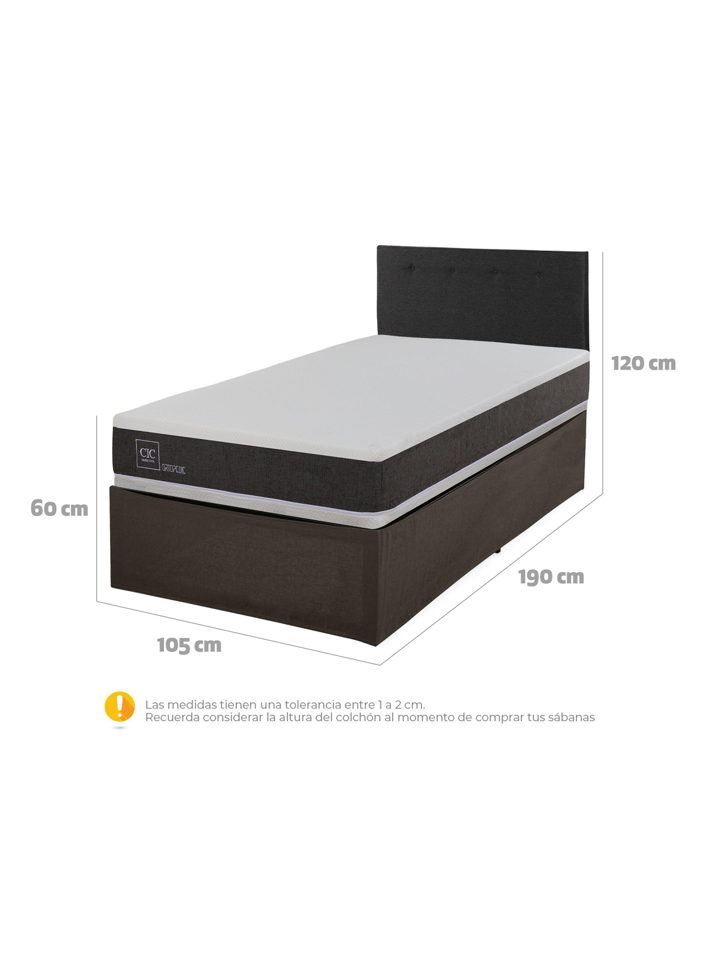 Cama Europea Iron Smart Ortopedic 1.5 Plazas + Respaldo Black + Faldón-1