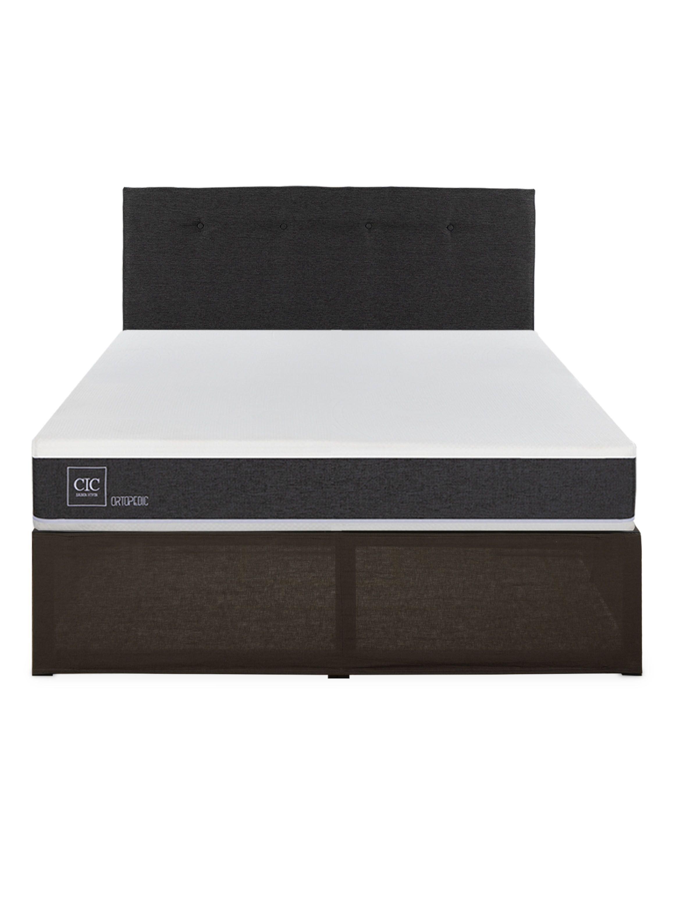 Cama Europea Iron Smart Ortopedic 2 Plazas + Respaldo Black + Faldón-2
