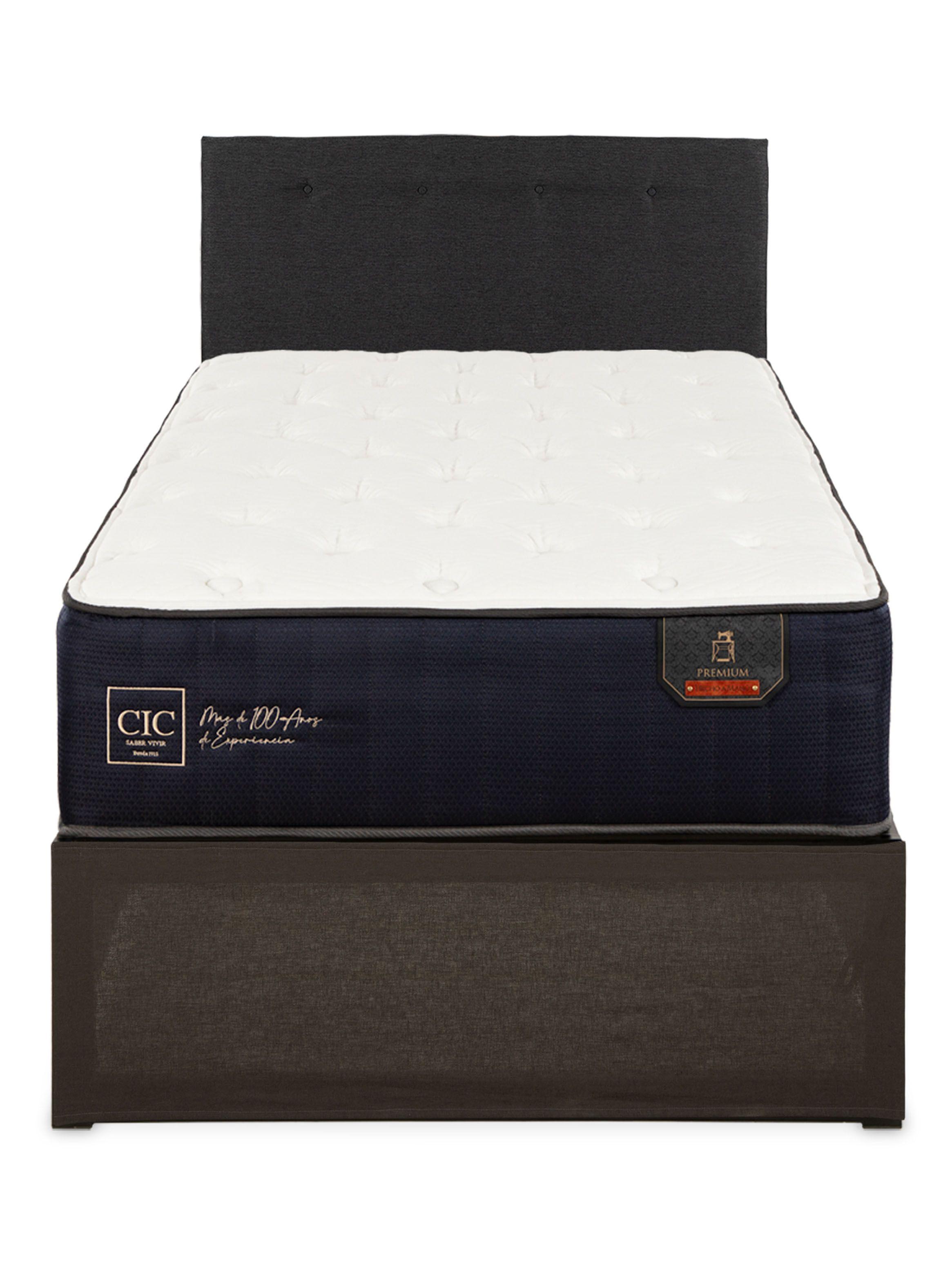 Cama Europea Iron Smart Premium 1.5P Plazas + Respaldo Black + Faldón-2