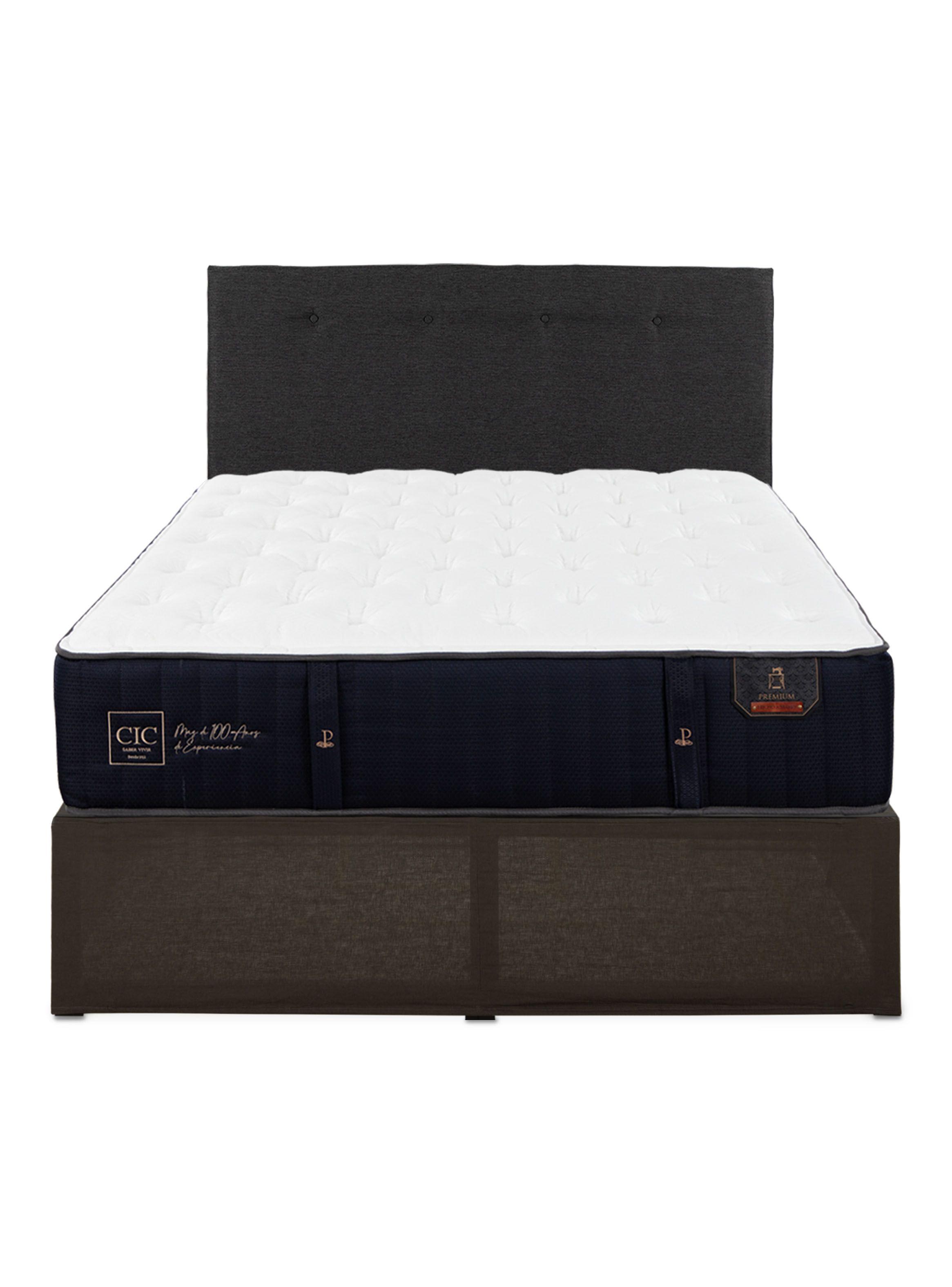Cama Europea Iron Smart Premium 2 Plazas + Respaldo Black + Faldón-2