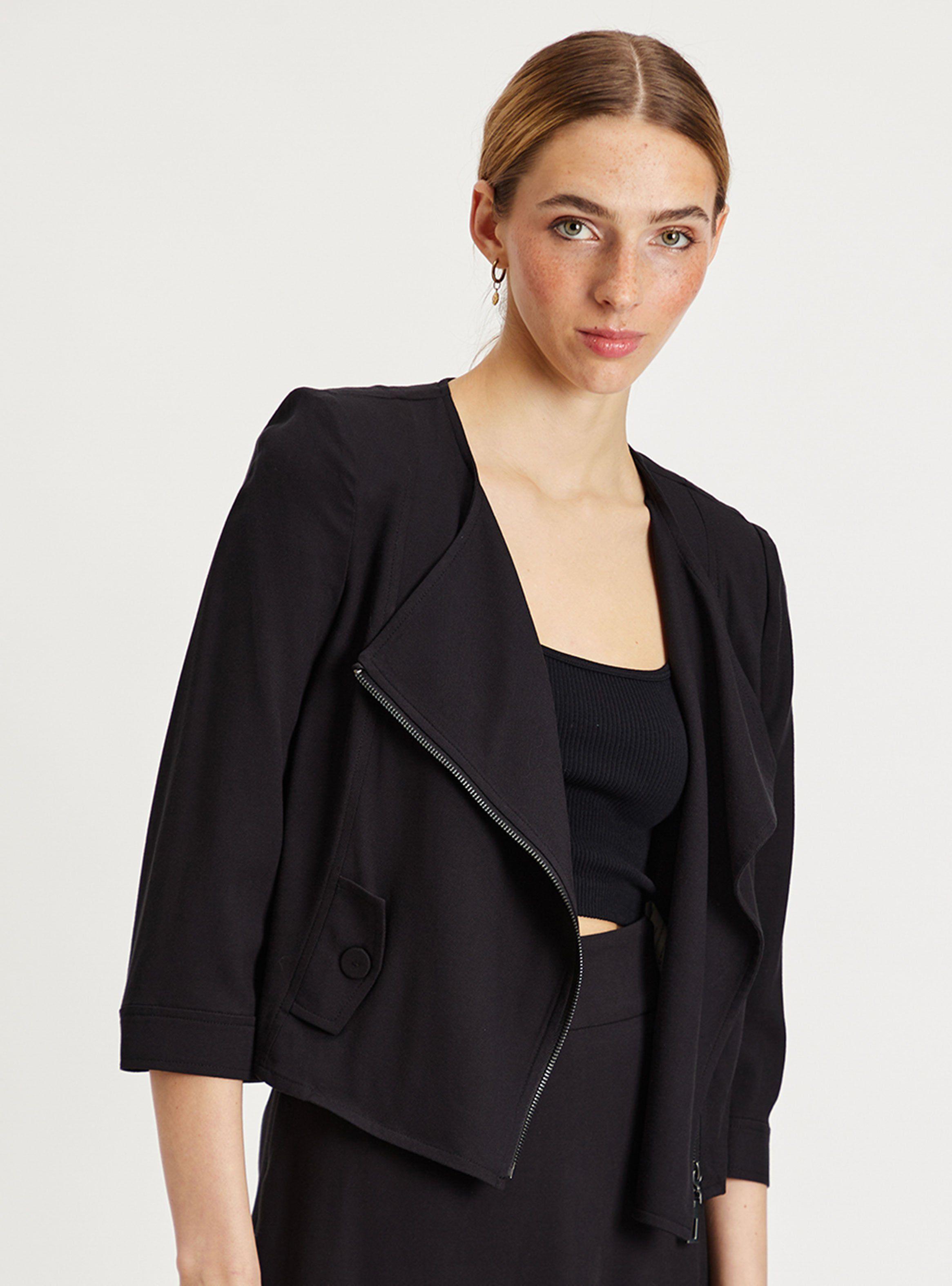 Chaqueta Lisa Manga Tres Cuartos Cierre-0