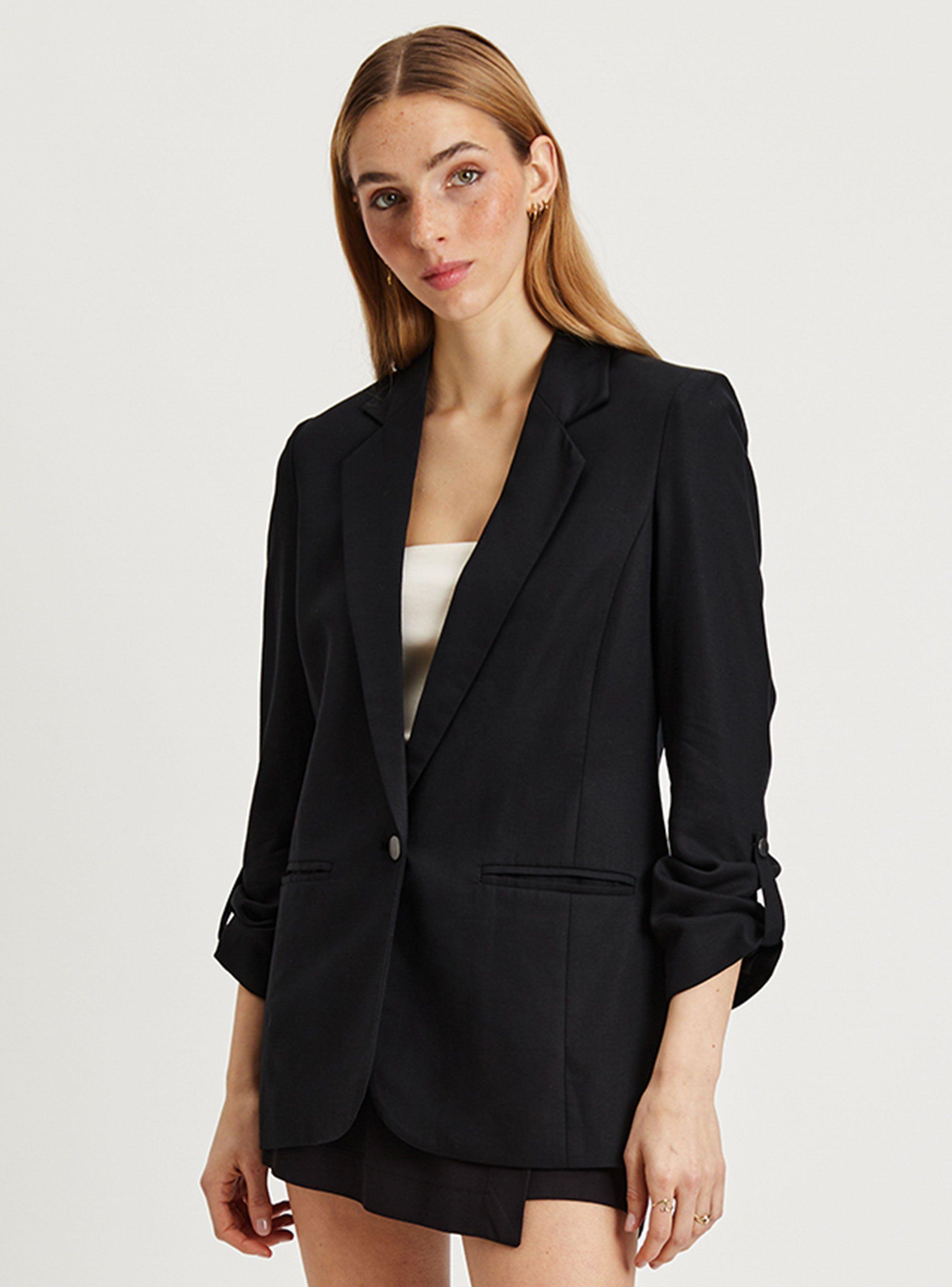 Blazer Liso Básico Regular con Botón-0