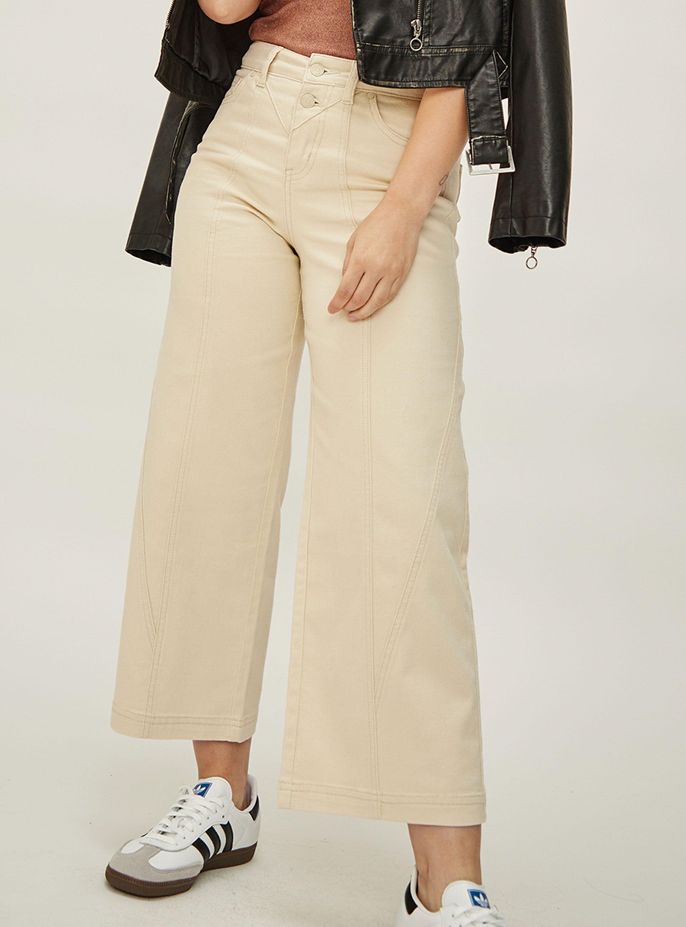 Jeans Liso Palazzo Tiro Alto con Cierre-0