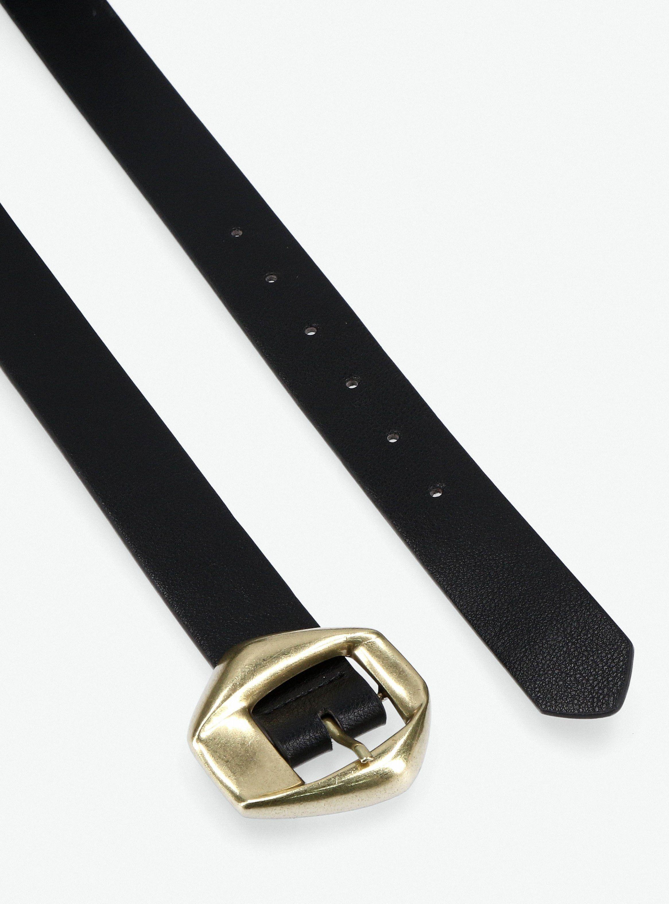 Cinturón Efecto Cuero Hebilla Geométrica-4