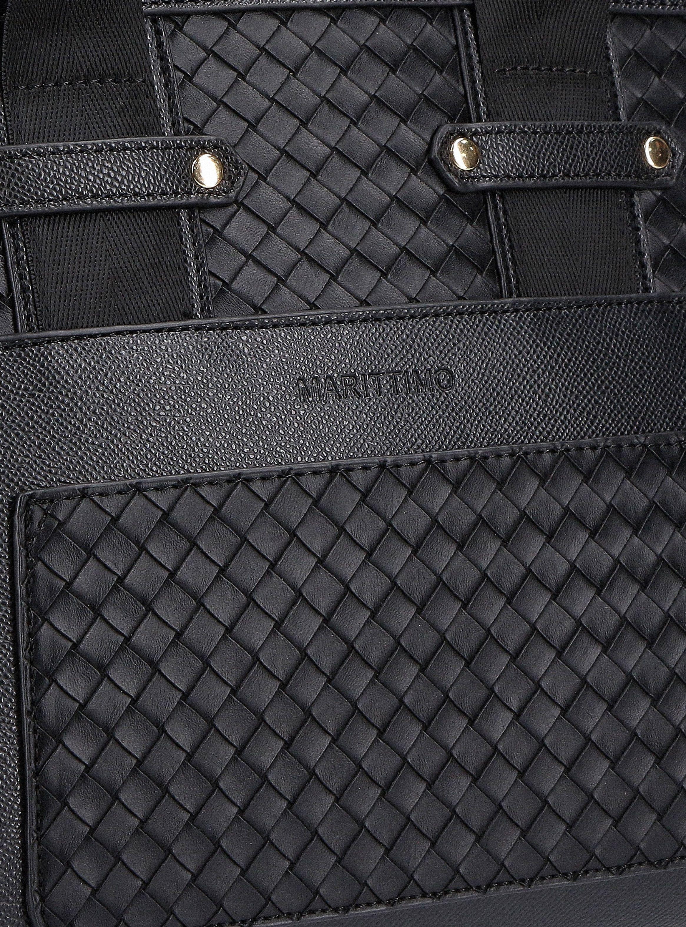 Cartera con Mezcla de Texturas y Asa Textil-6