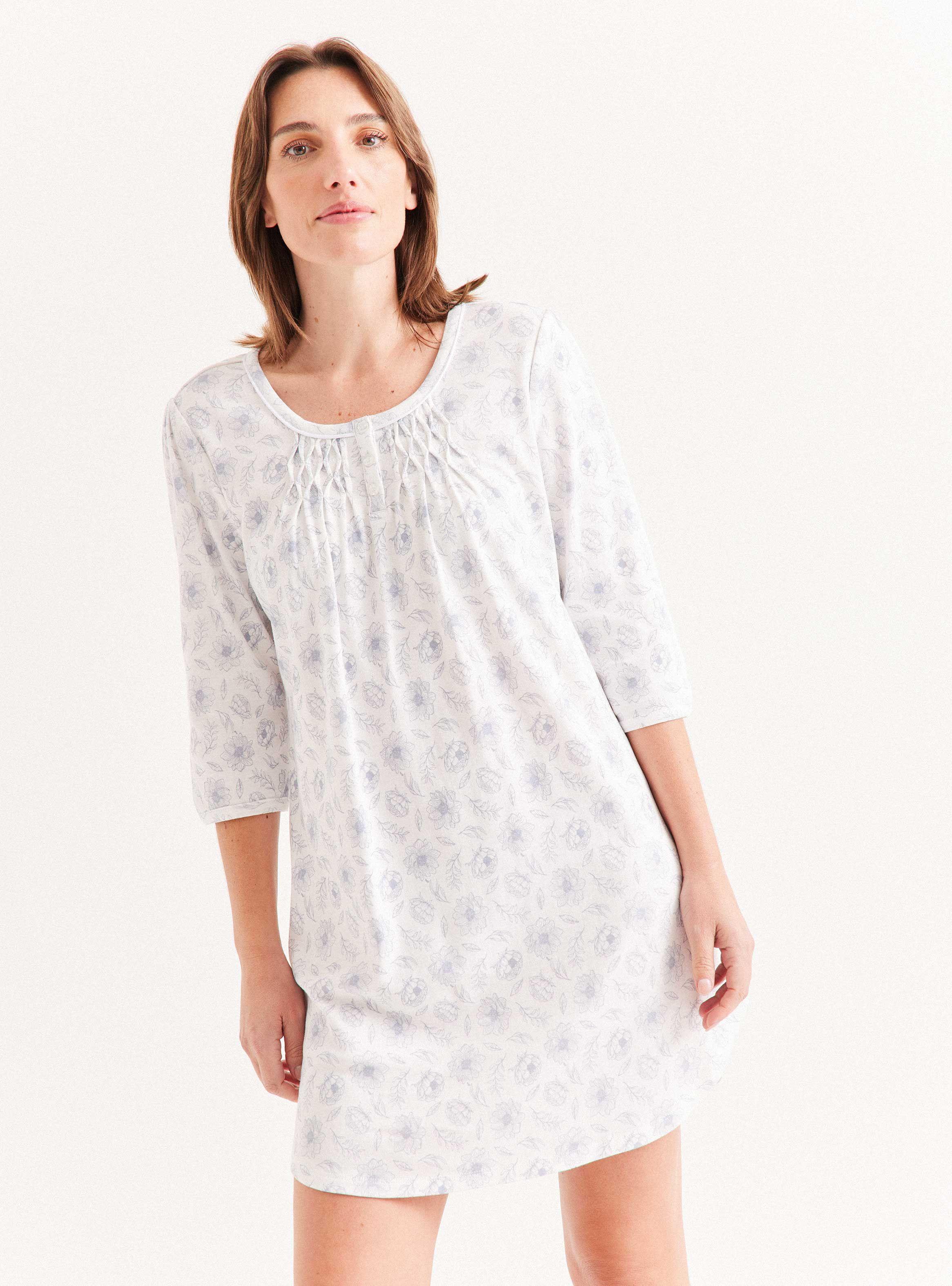 Camisa de Dormir Full Print Cuello Redondo-0