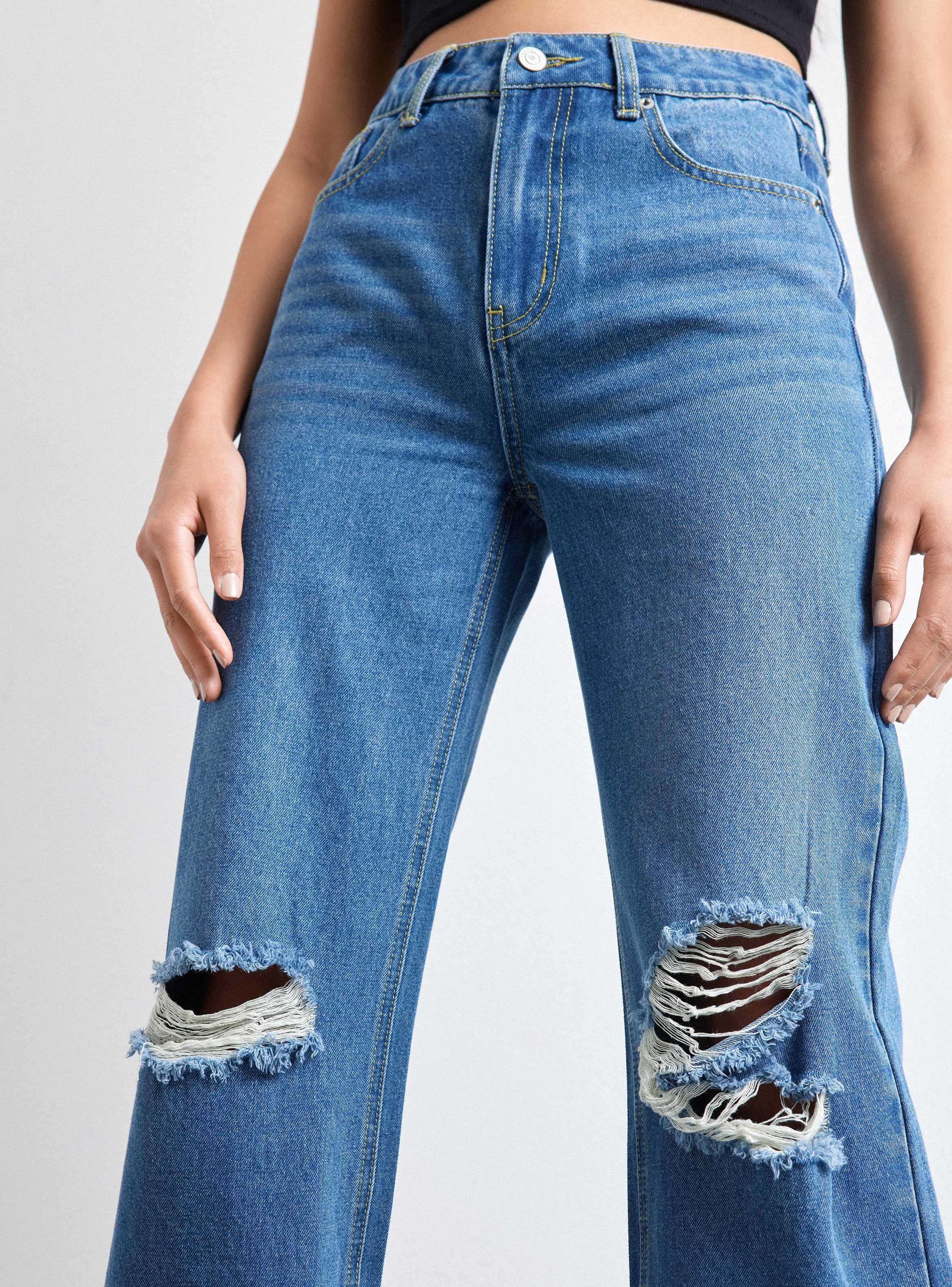 Jeans Wide Leg Roturas Rodilla-2