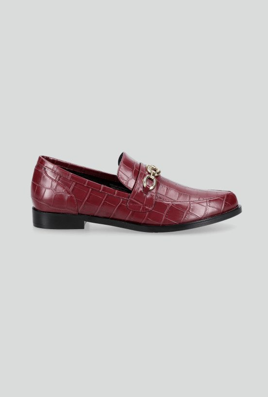 Mocasín Cuero Sintético Textura Croco Mujer-4