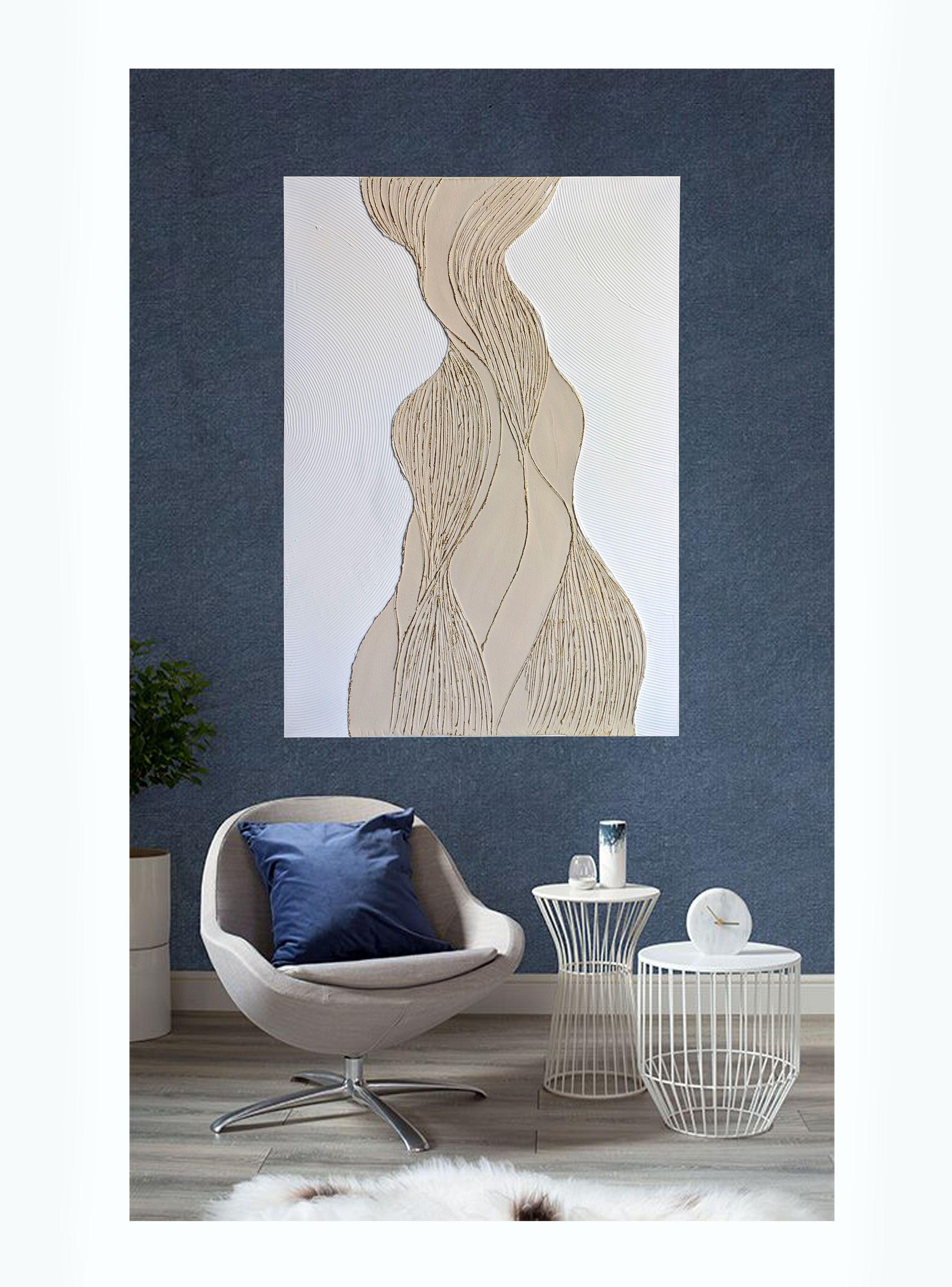 Cuadro Relive Lineales Blanco 90x120 cm-3