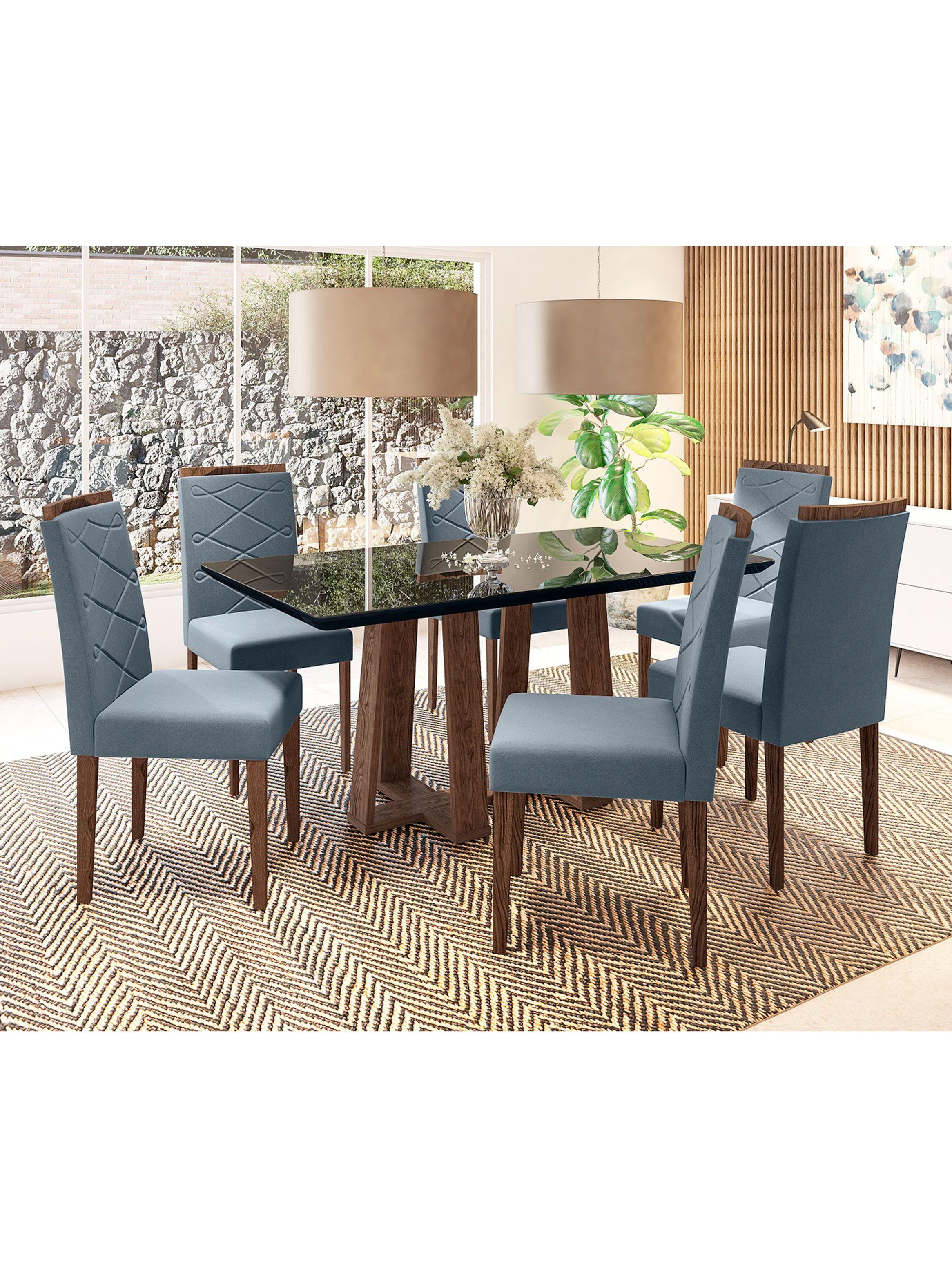 Juego Comedor Caroline 6S Celeste-5
