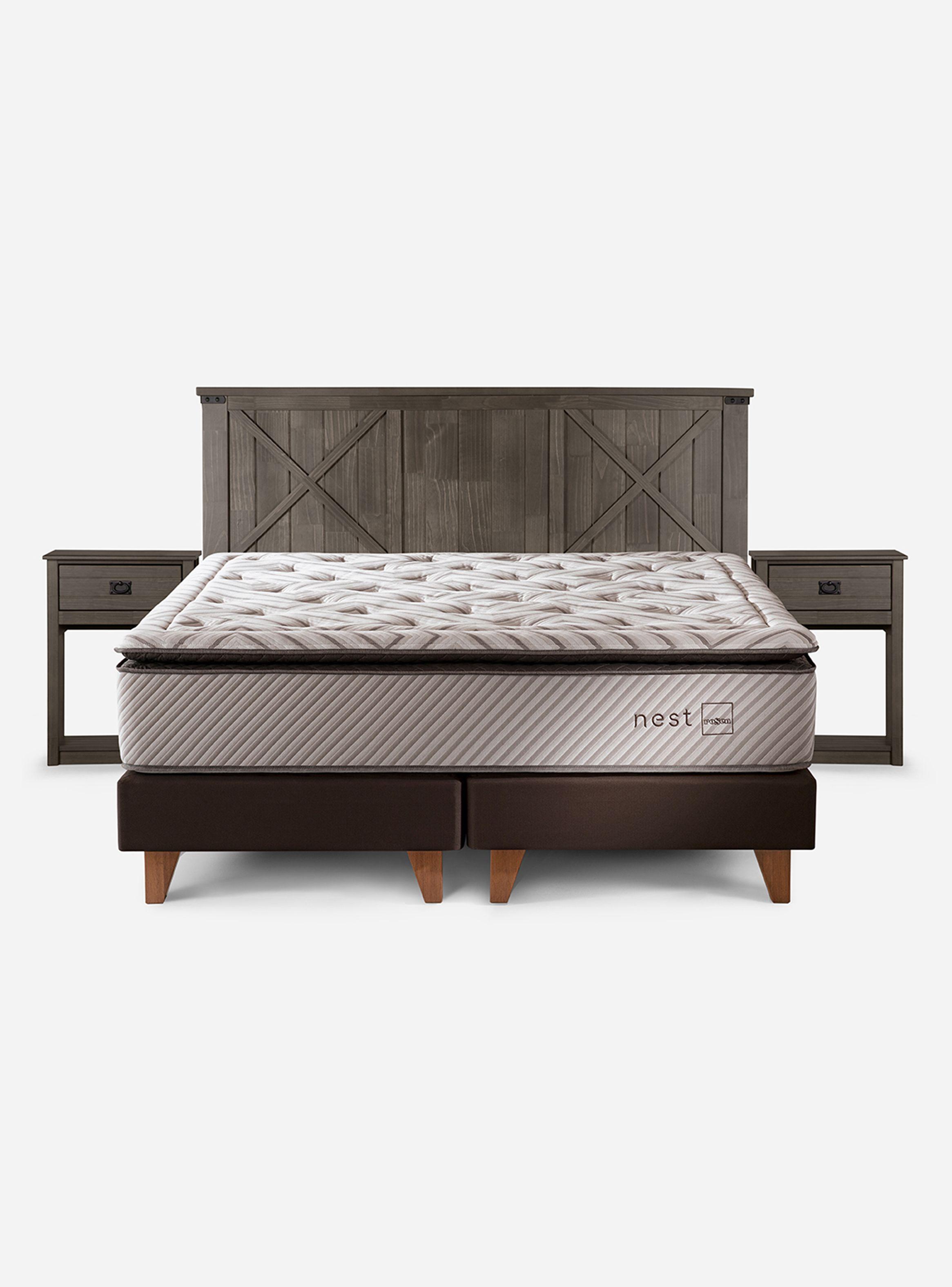 Cama Europea Nest 2 Plazas Base Dividida + Set de Muebles Ray-0