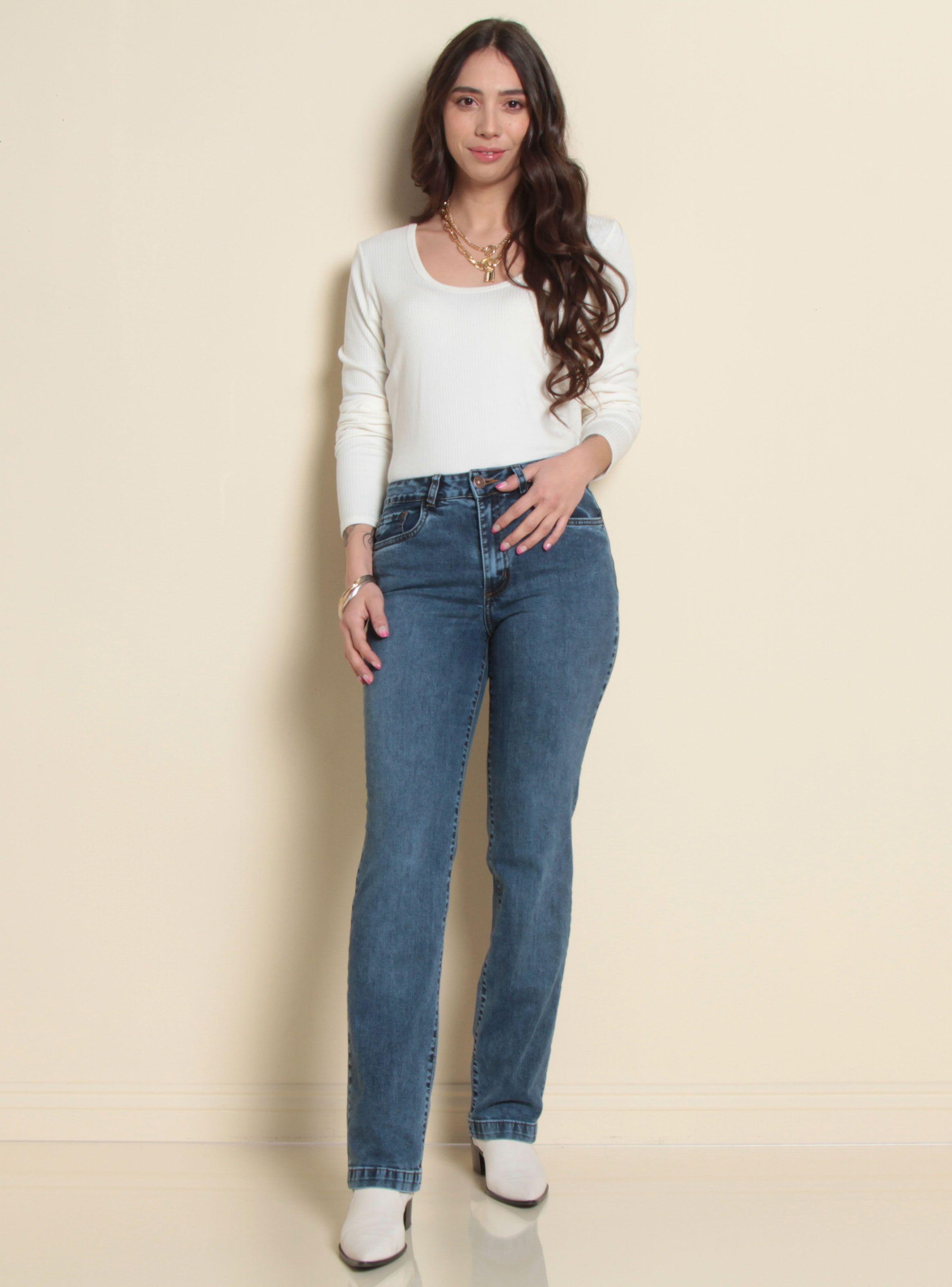 Jeans Recto Tiro Alto Pretina Básica Bootcut-3