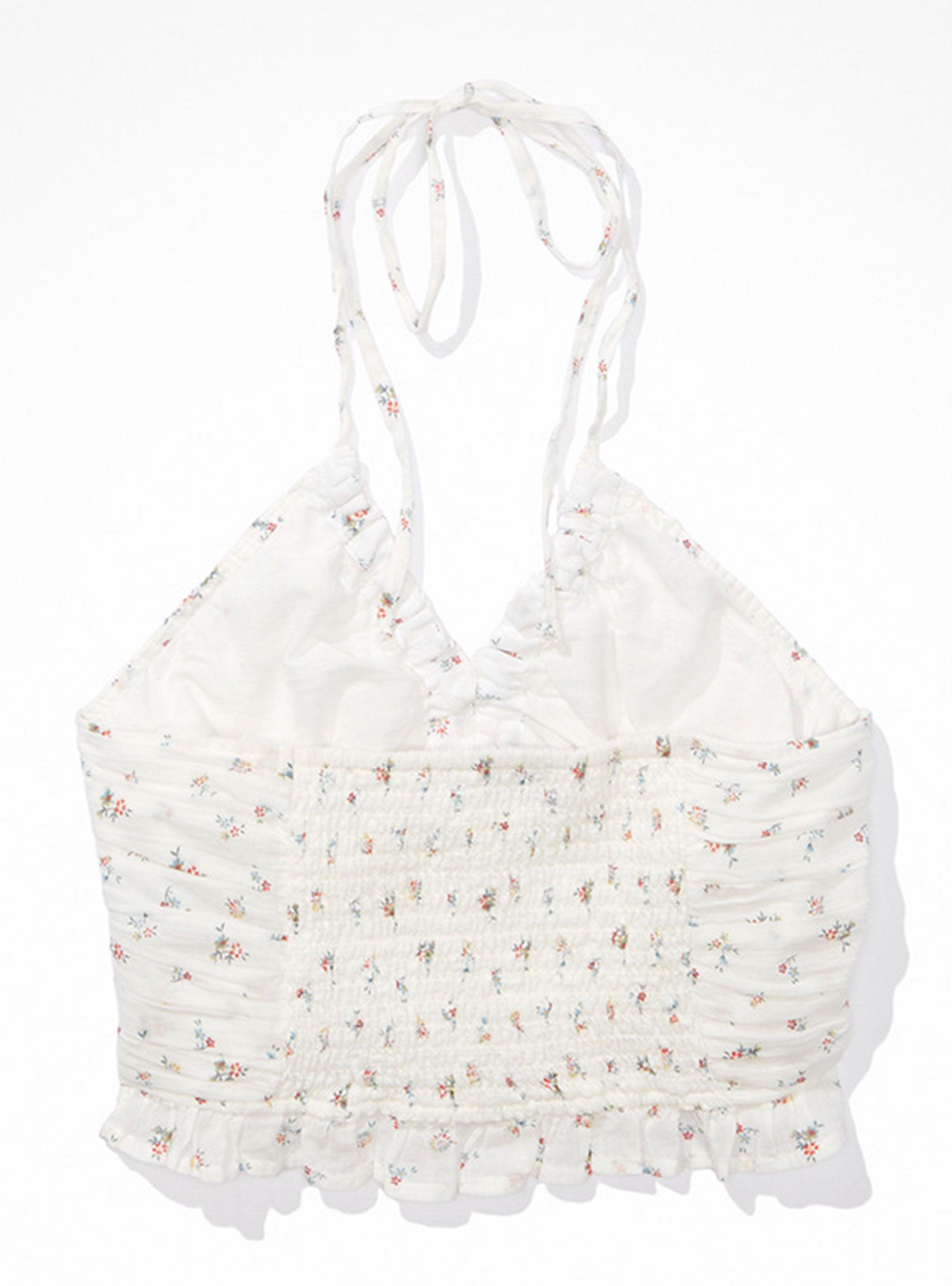 Top Cinched Halter Top con Flores-3