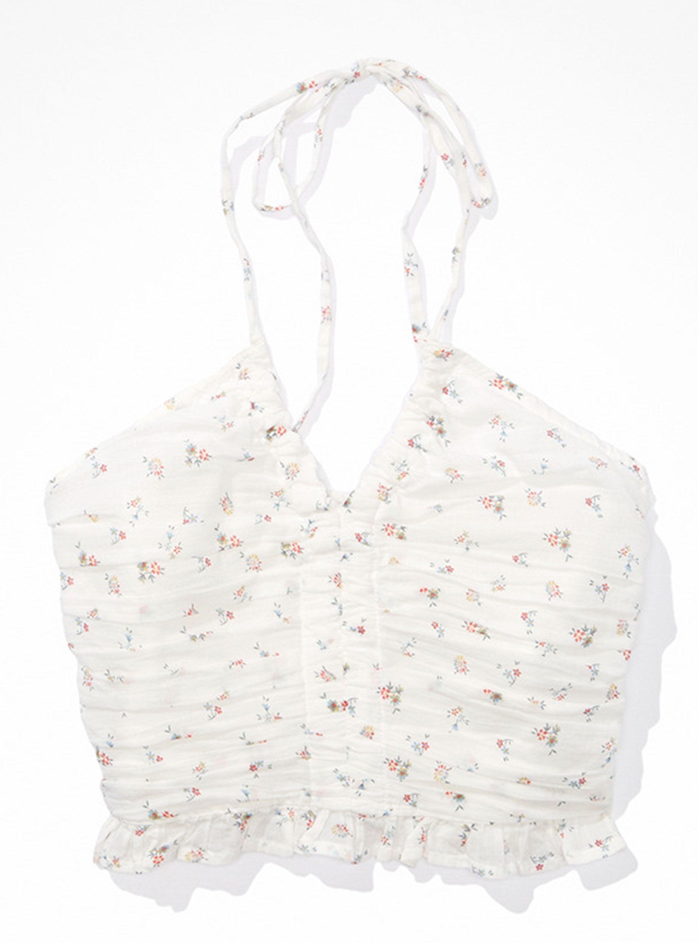 Top Cinched Halter Top con Flores-2