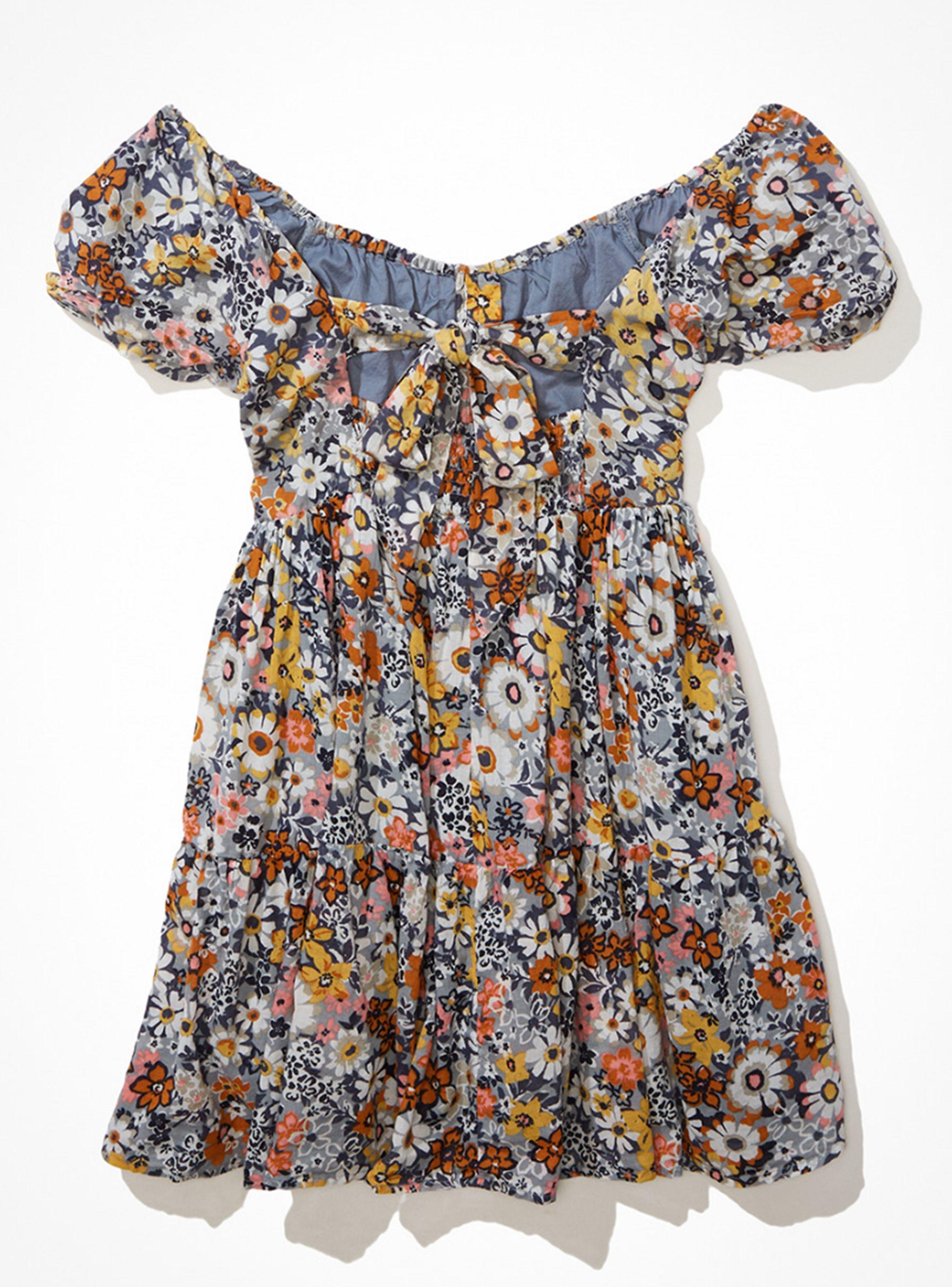 Vestido Floral Babydoll con Botones Al Frente-3