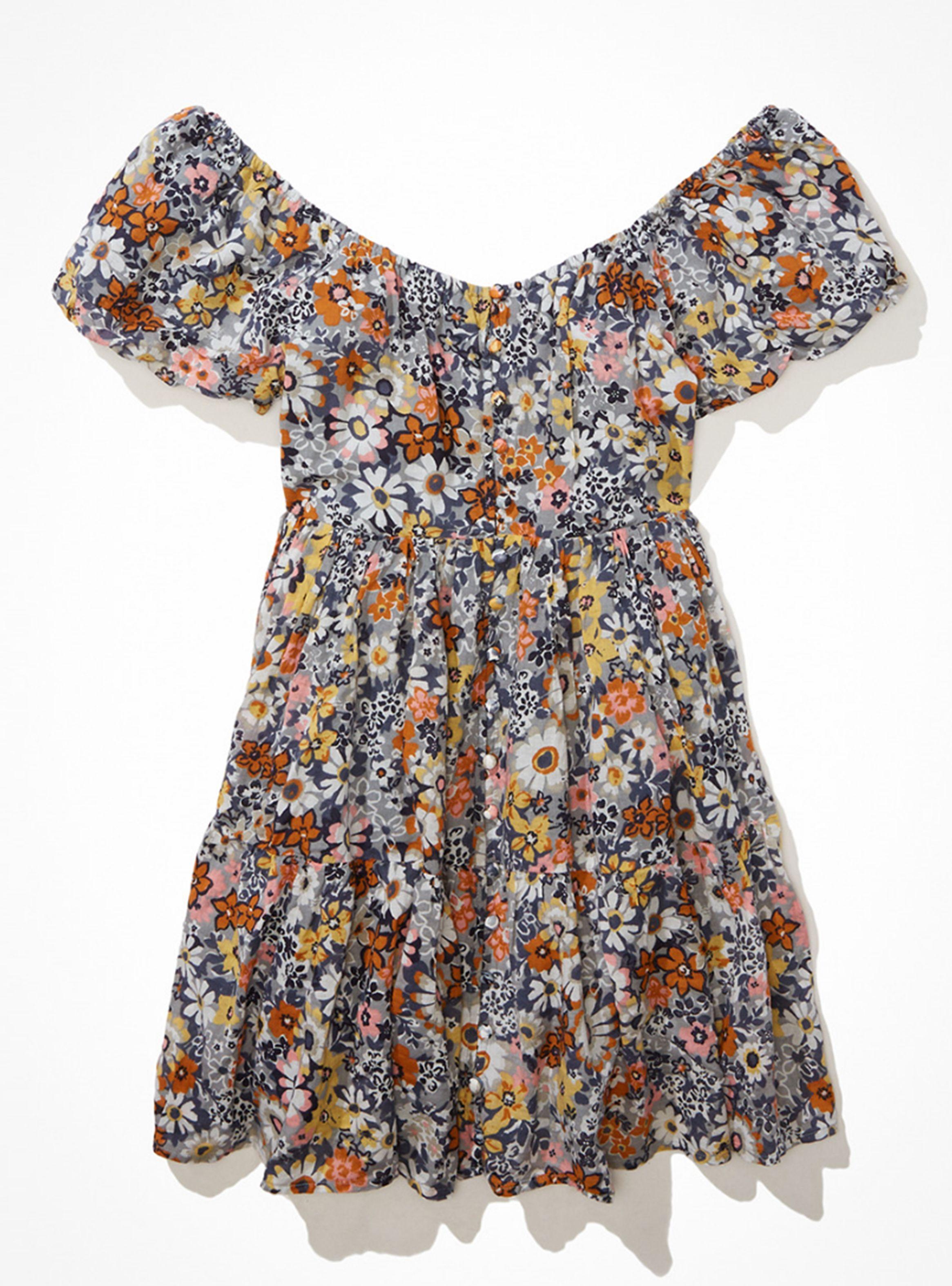 Vestido Floral Babydoll con Botones Al Frente-2