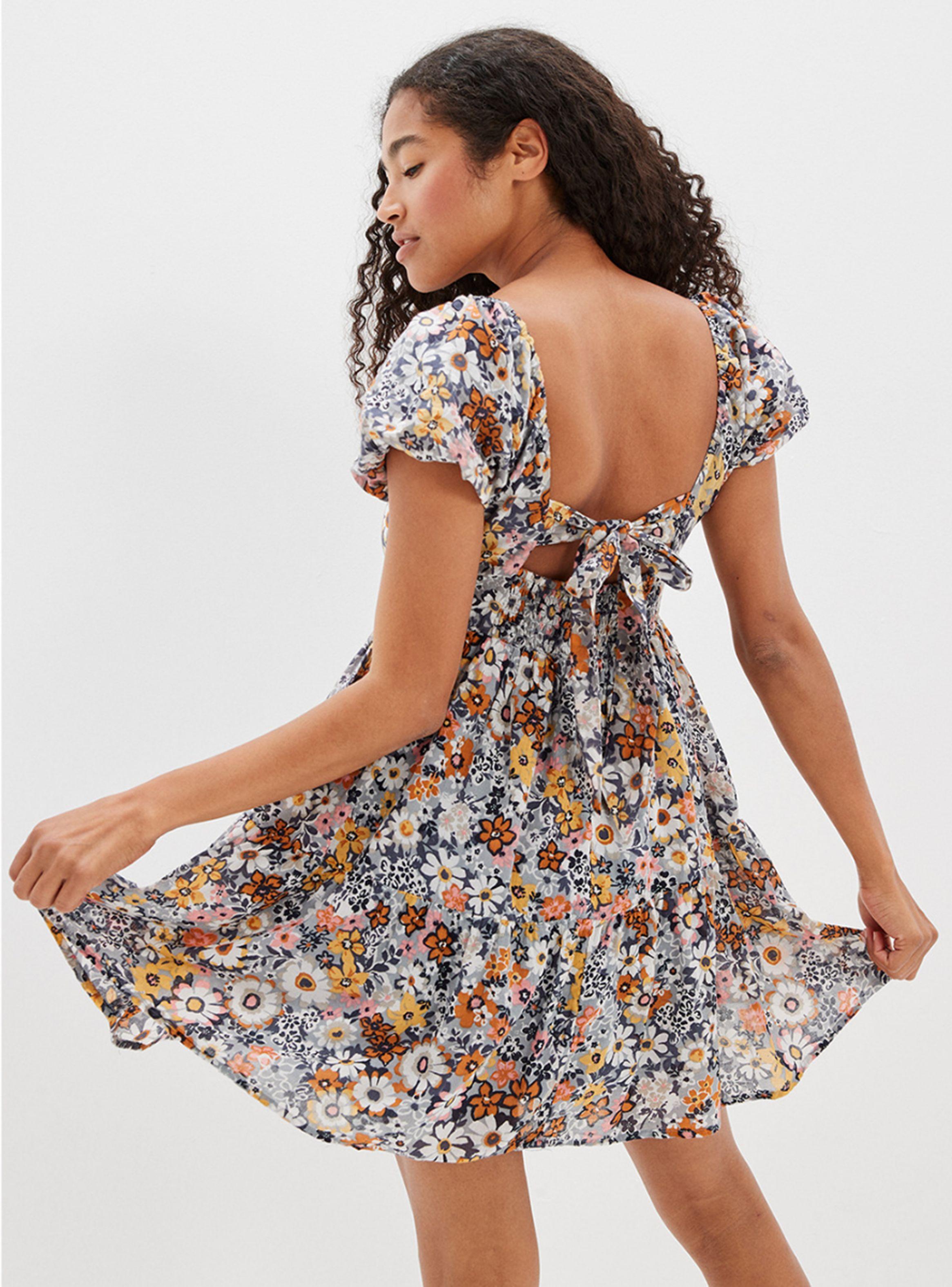 Vestido Floral Babydoll con Botones Al Frente-1