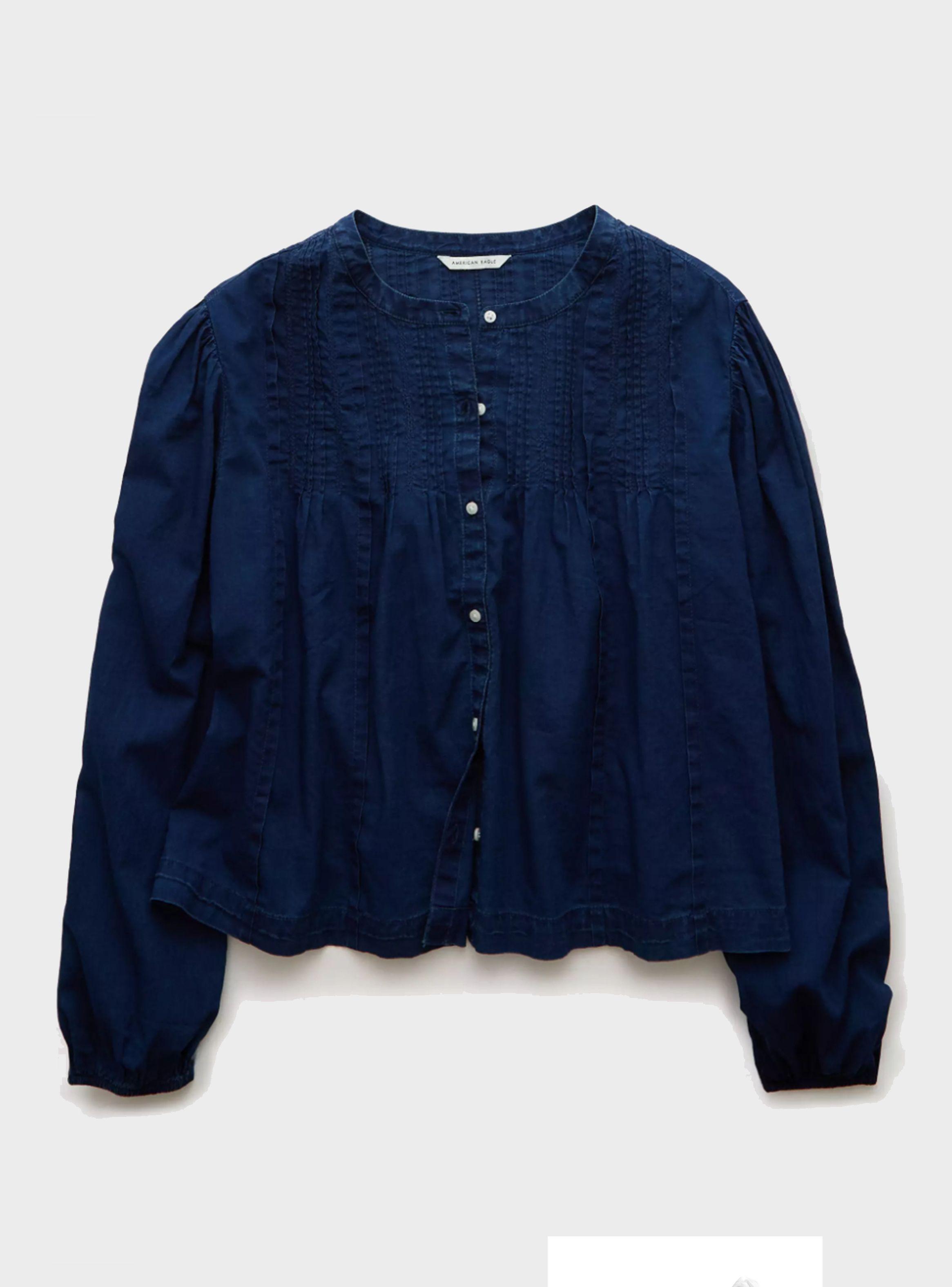 Blusa Ae Plisada Manga Larga con Botones-3