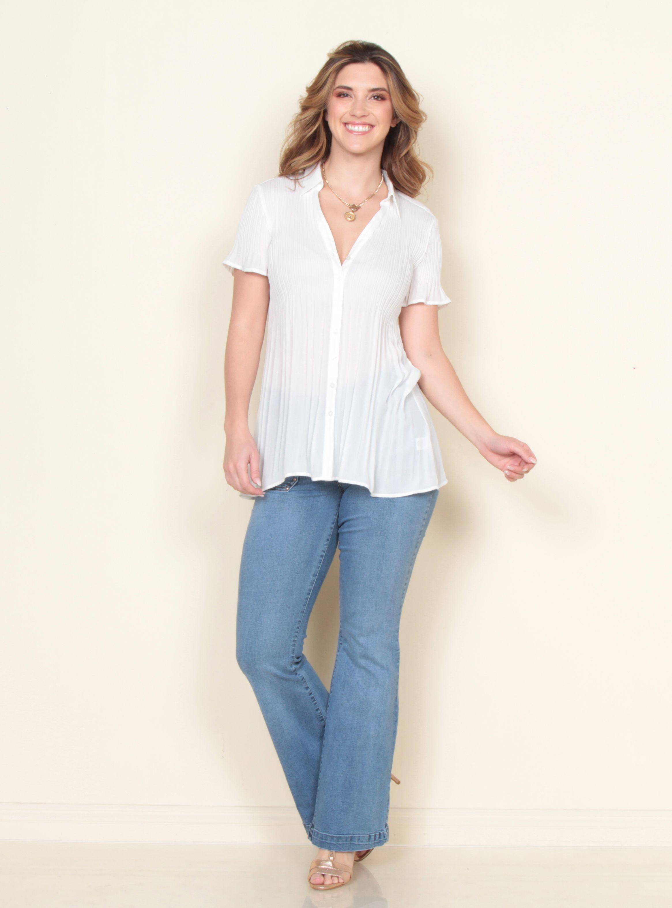 Blusa Plisada Manga Cuello Camisero Abotonada-3