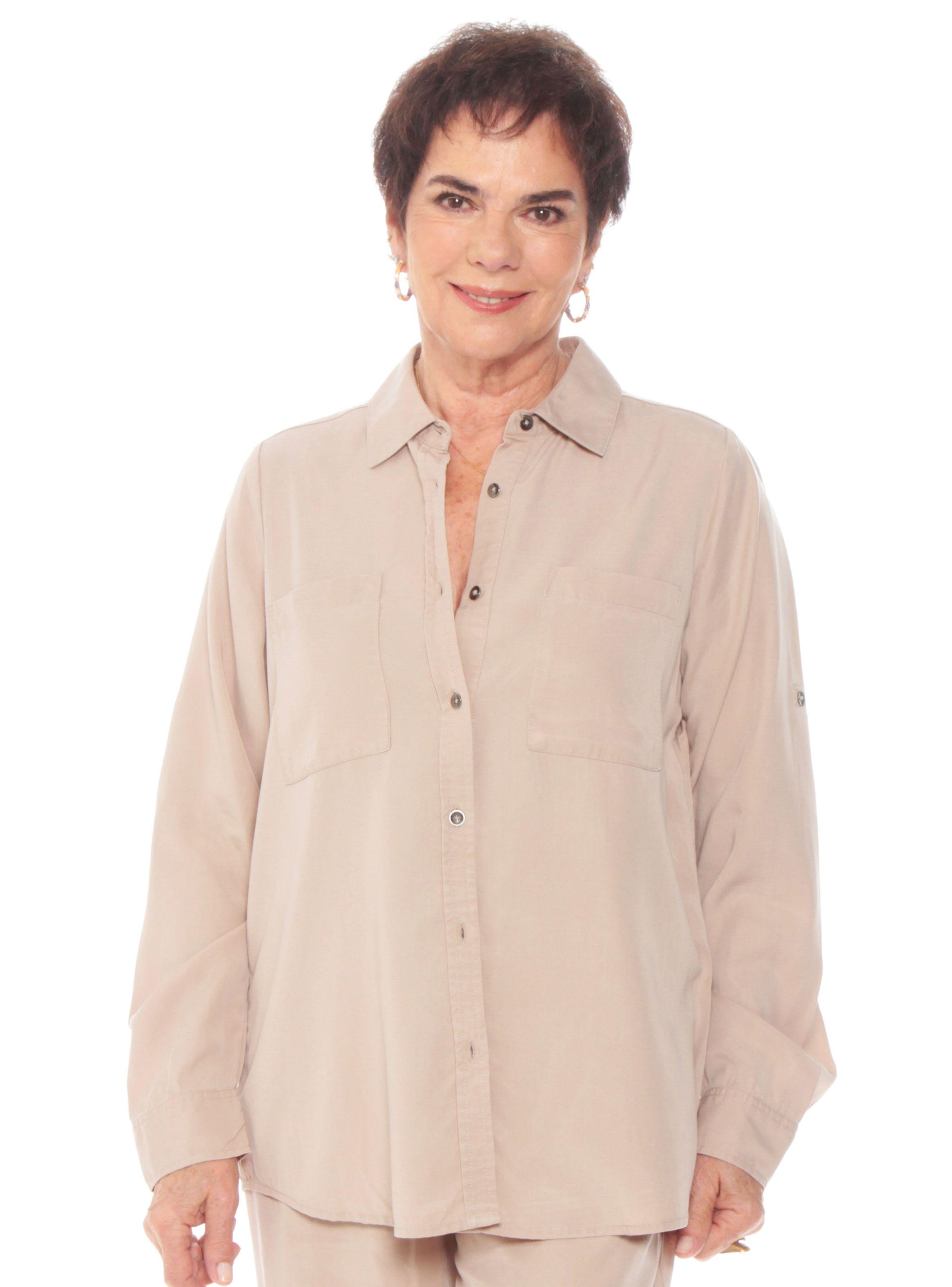 Blusa Manga Larga Tencel con Bolsillo Delantero-0