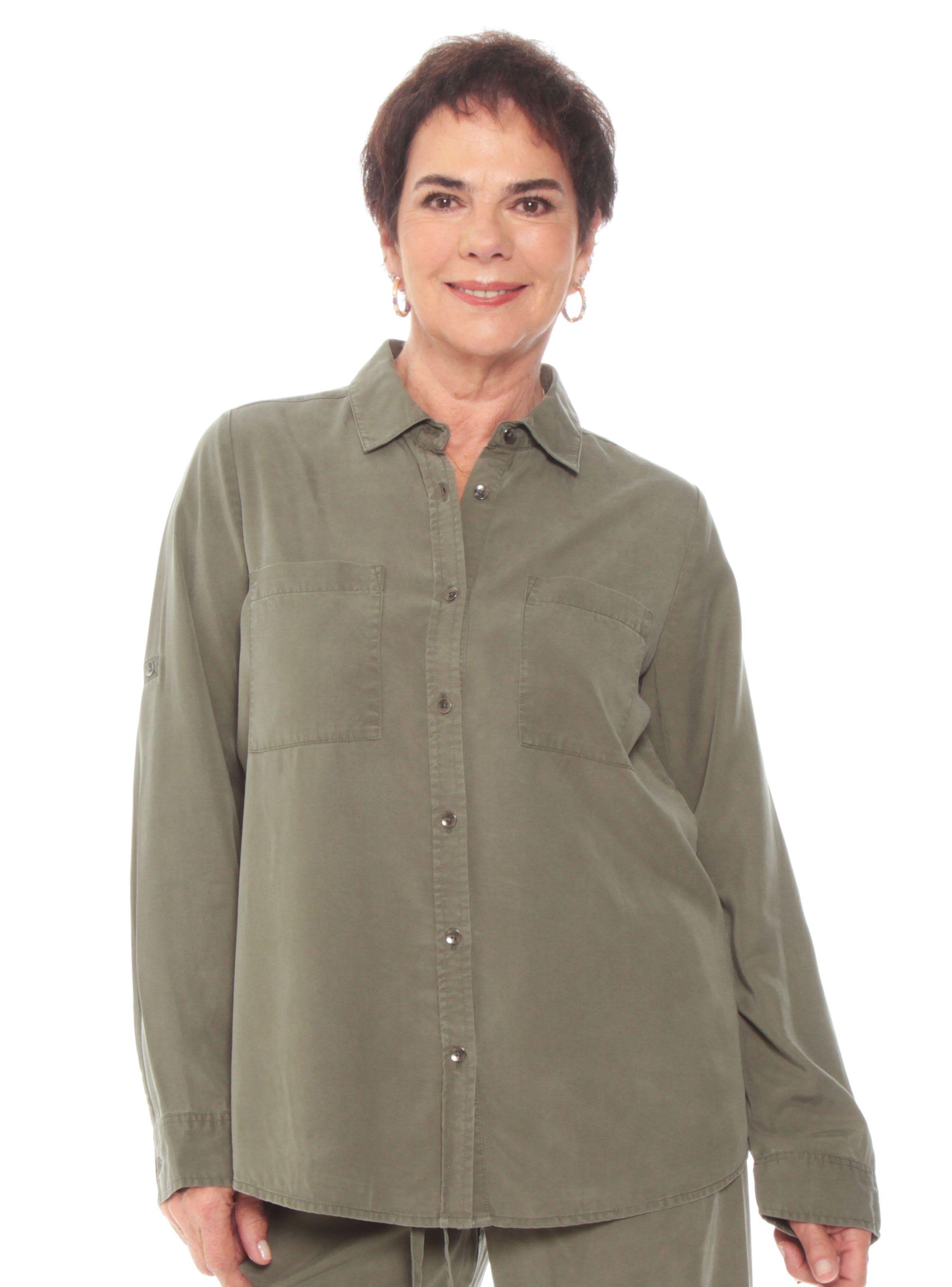 Blusa Manga Larga Tencel con Bolsillo Delantero-0