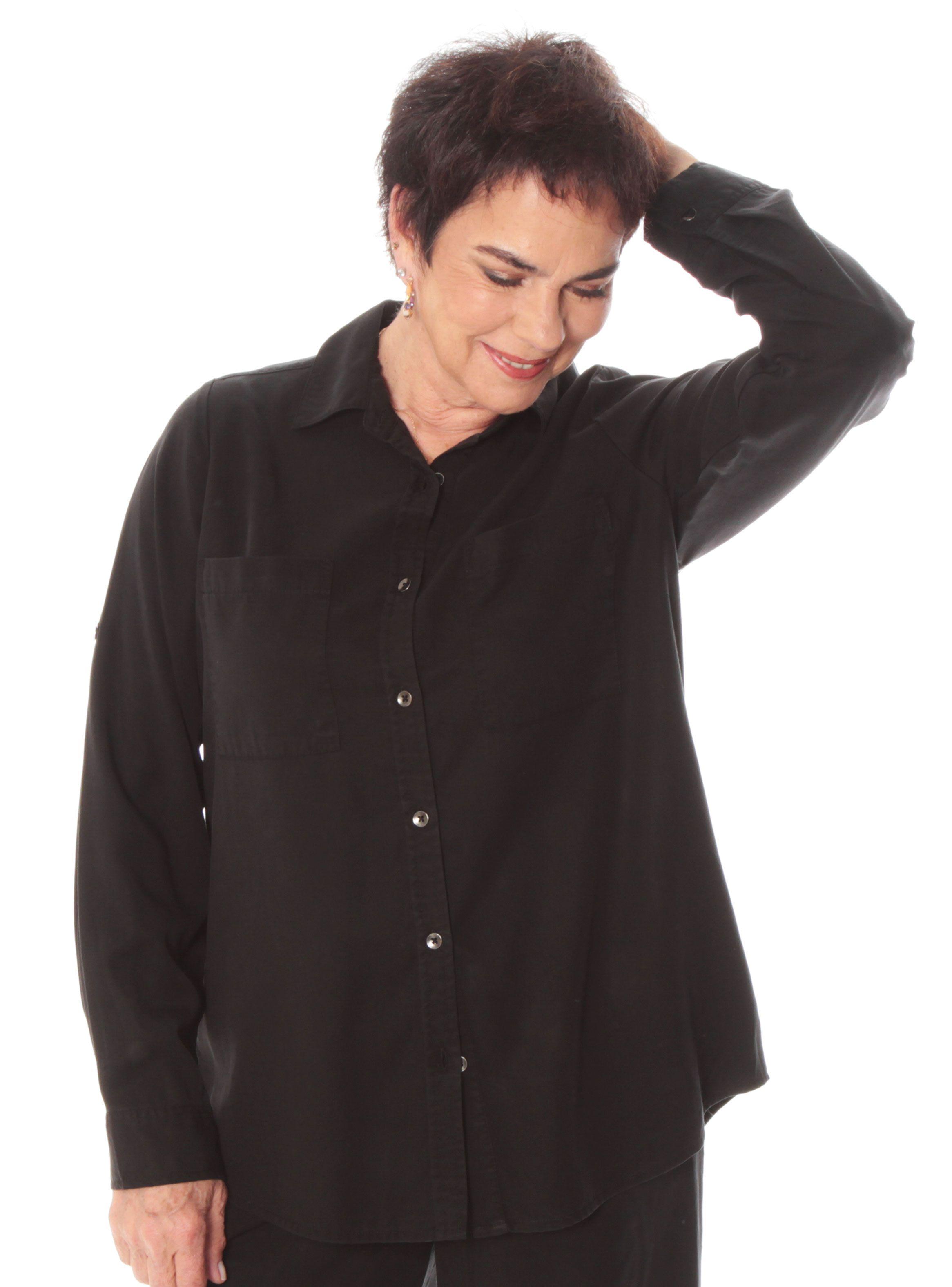 Blusa Manga Larga Tencel con Bolsillo Delantero-0