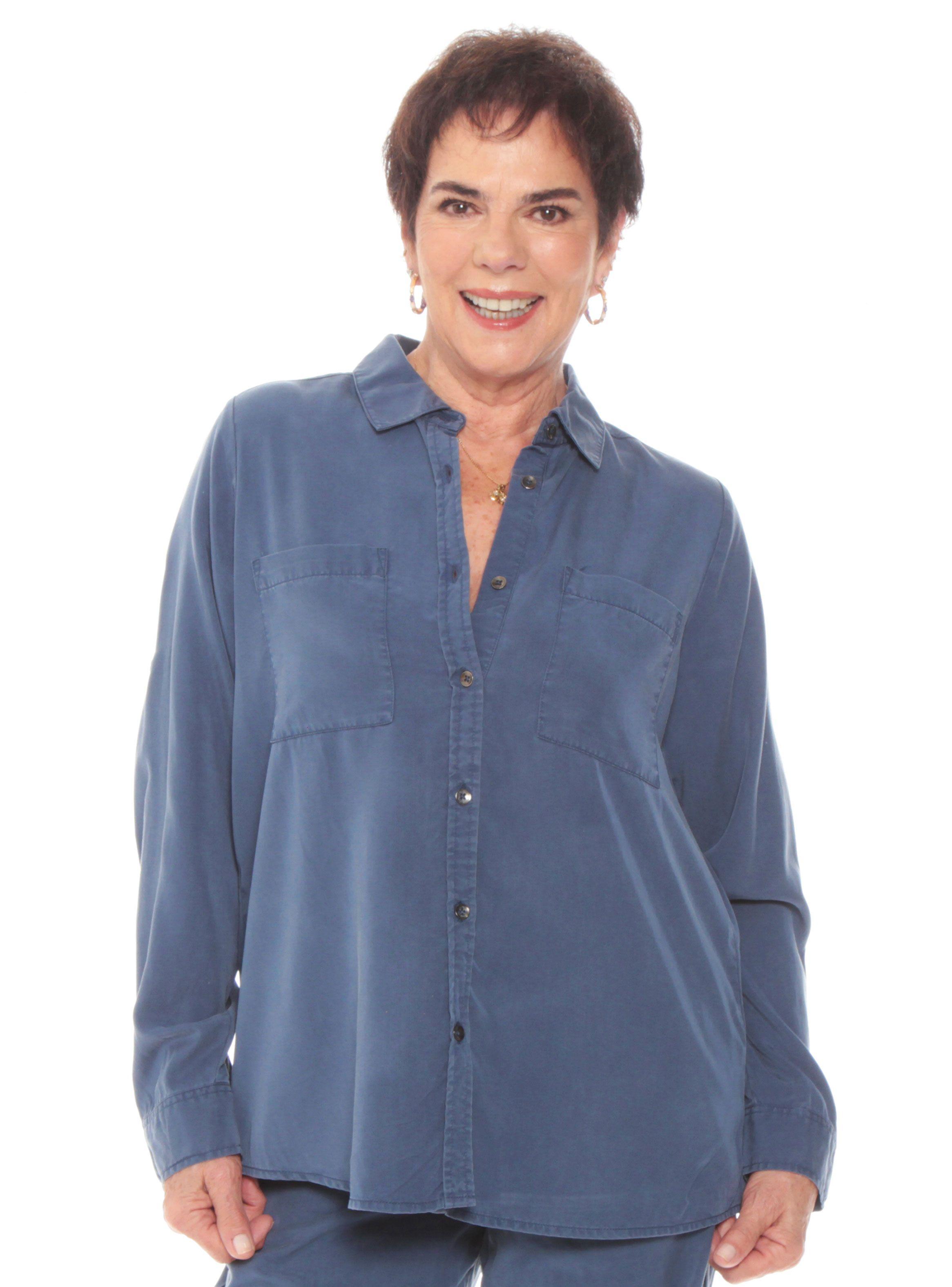 Blusa Manga Larga Tencel con Bolsillo Delantero-0