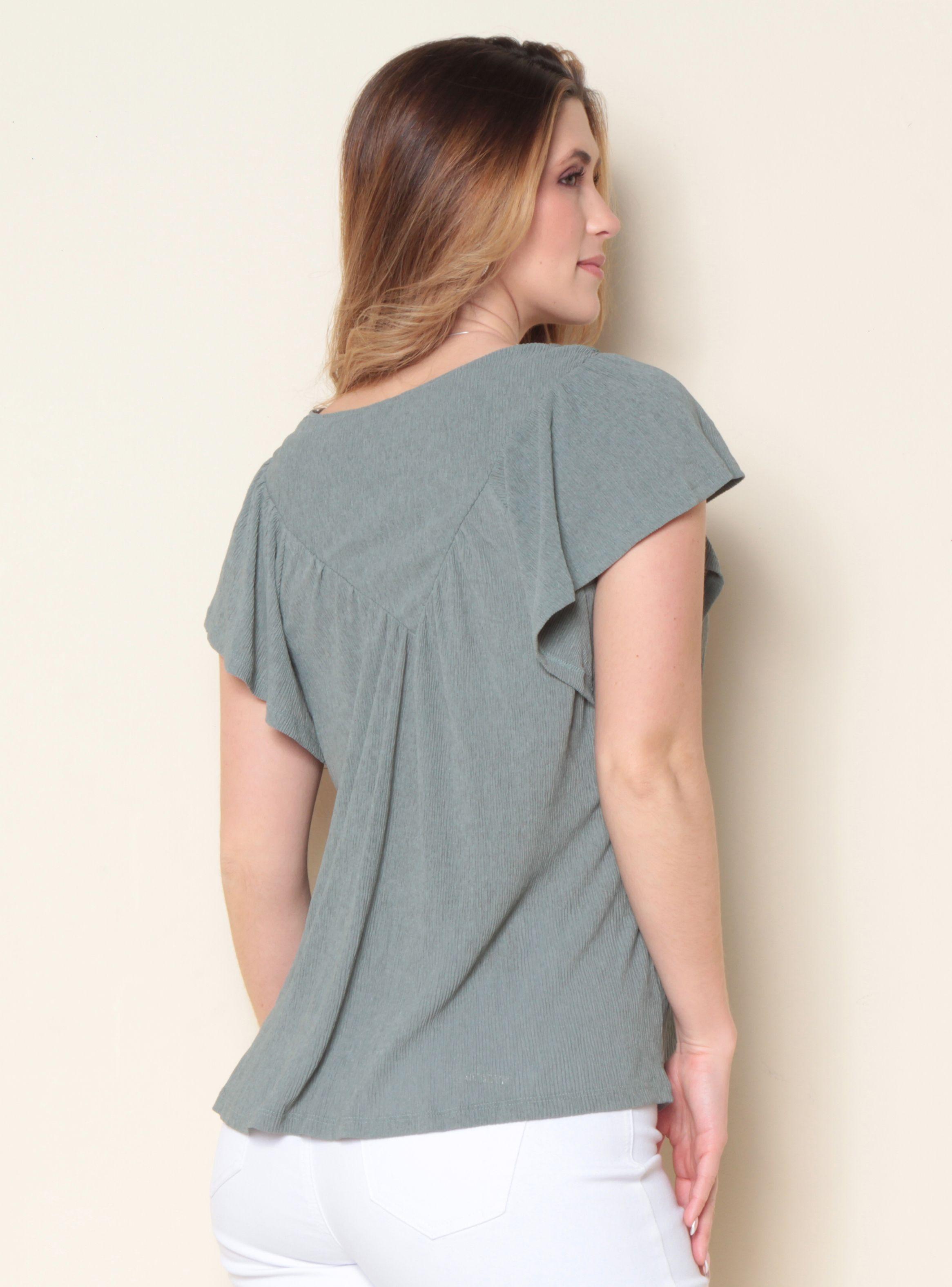 Polera Manga Corta Escote V Aplicación-1