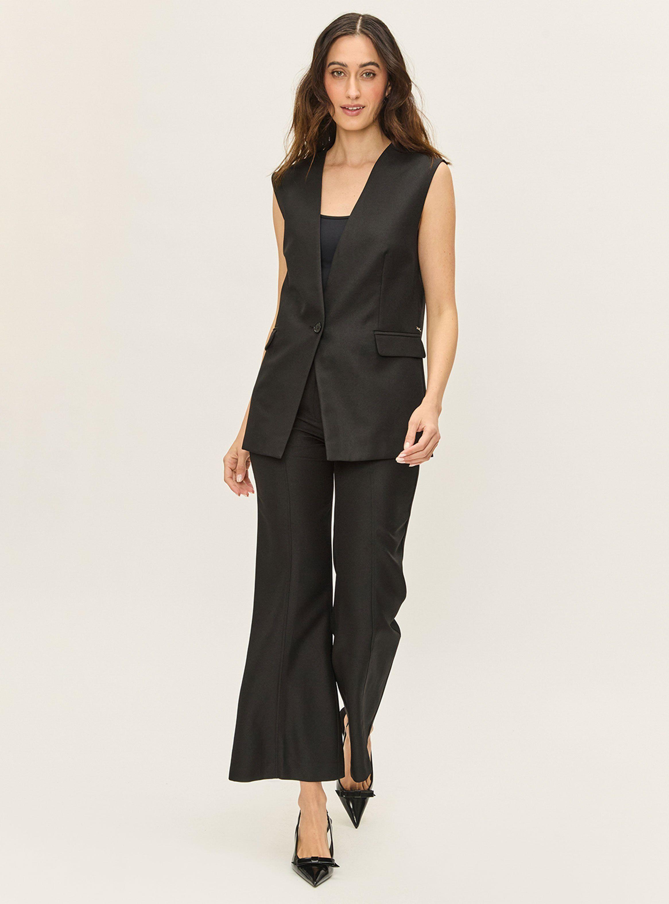 Blazer sin Mangas Liso con Botón Solapa-3