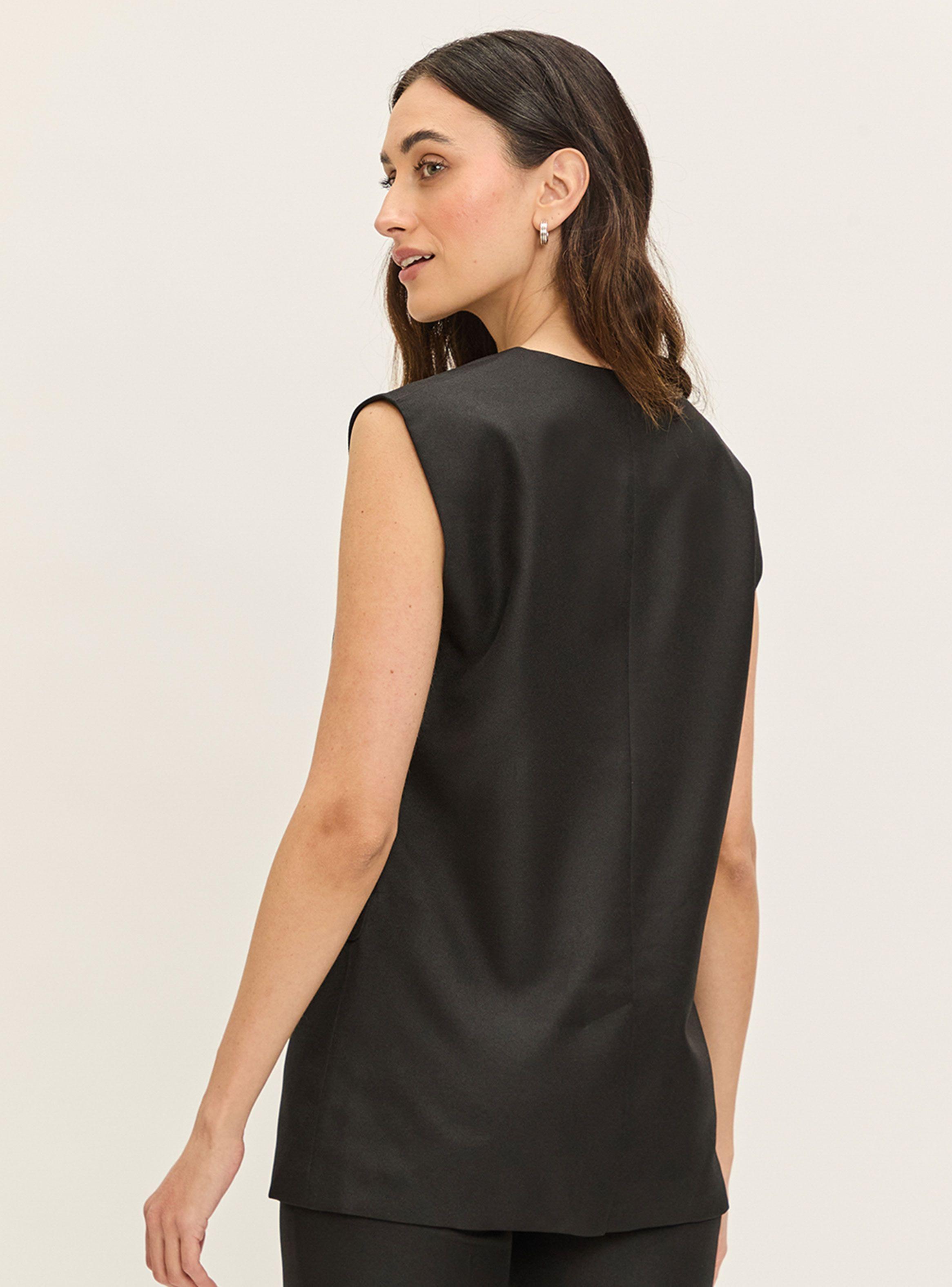 Blazer sin Mangas Liso con Botón Solapa-1