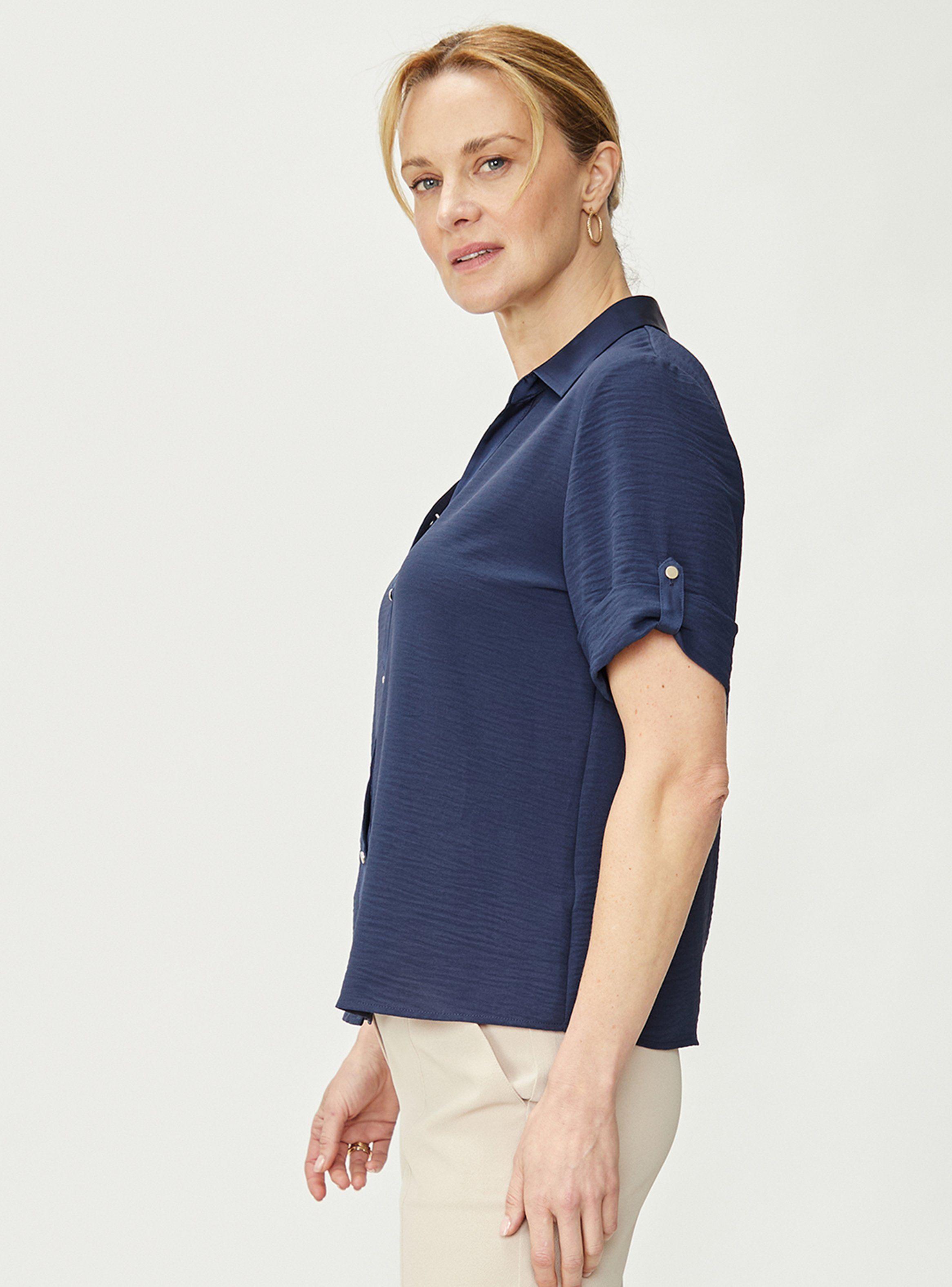Blusa Camisera con Botones Aplicación Satín-1