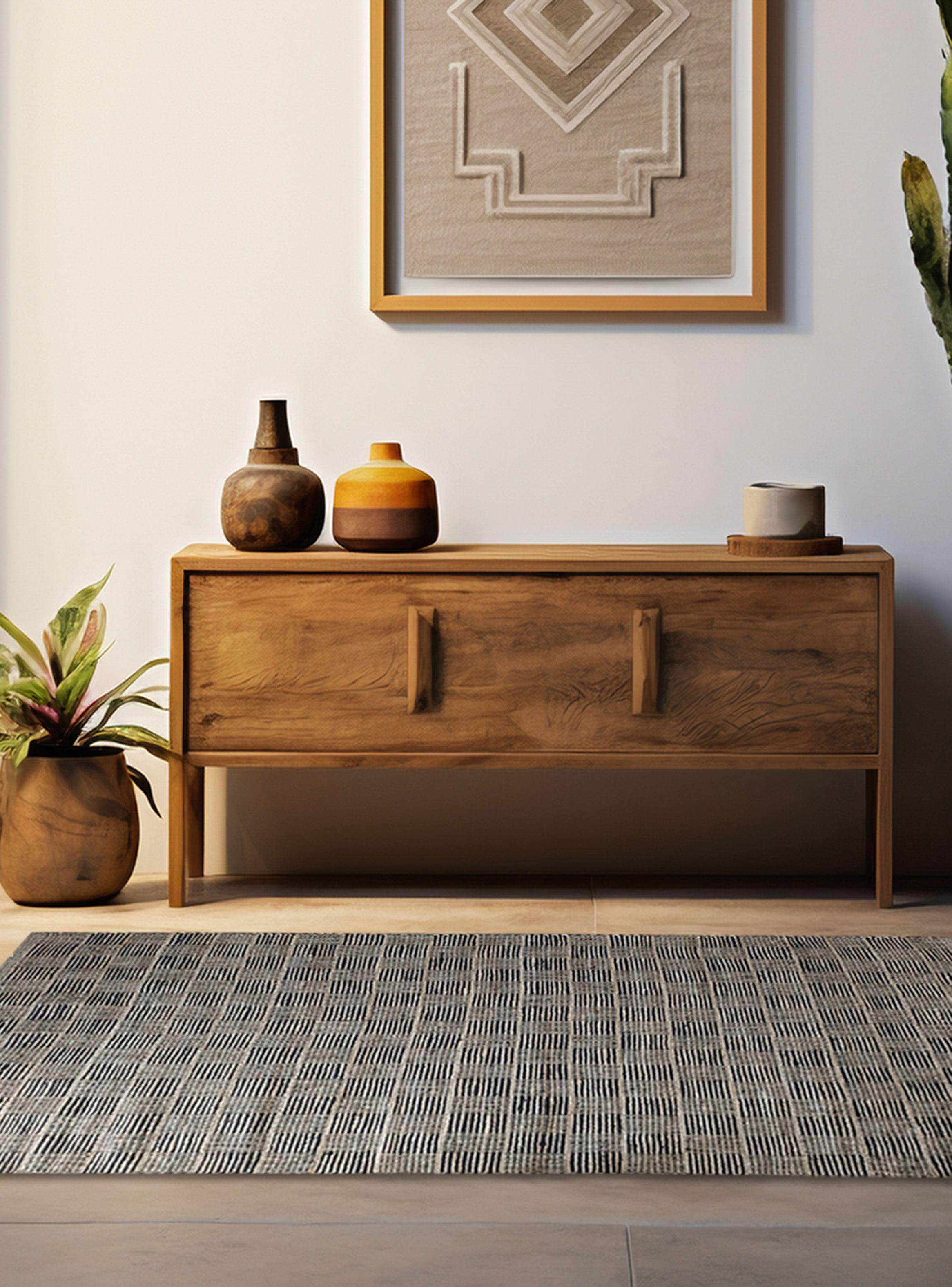 Alfombra Yute Tibet 240x340 cm Negro Beige-2