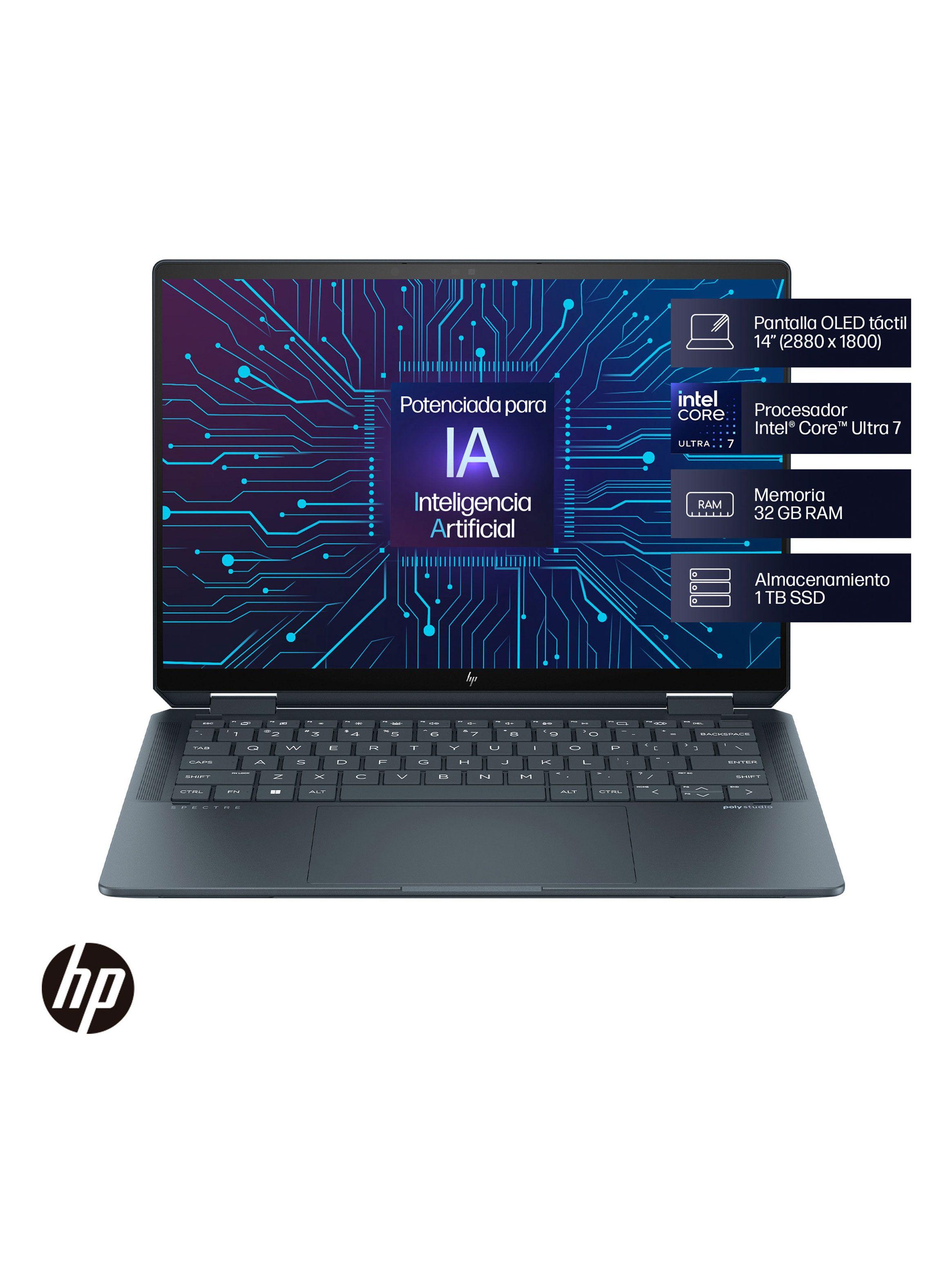Notebook 2 en 1 HP Spectre x360 14-eu0000la Intel Core Ultra 7 32GB RAM  1 TB SSD 14" Táctil OLED 2.8K Windows 11 Home-3