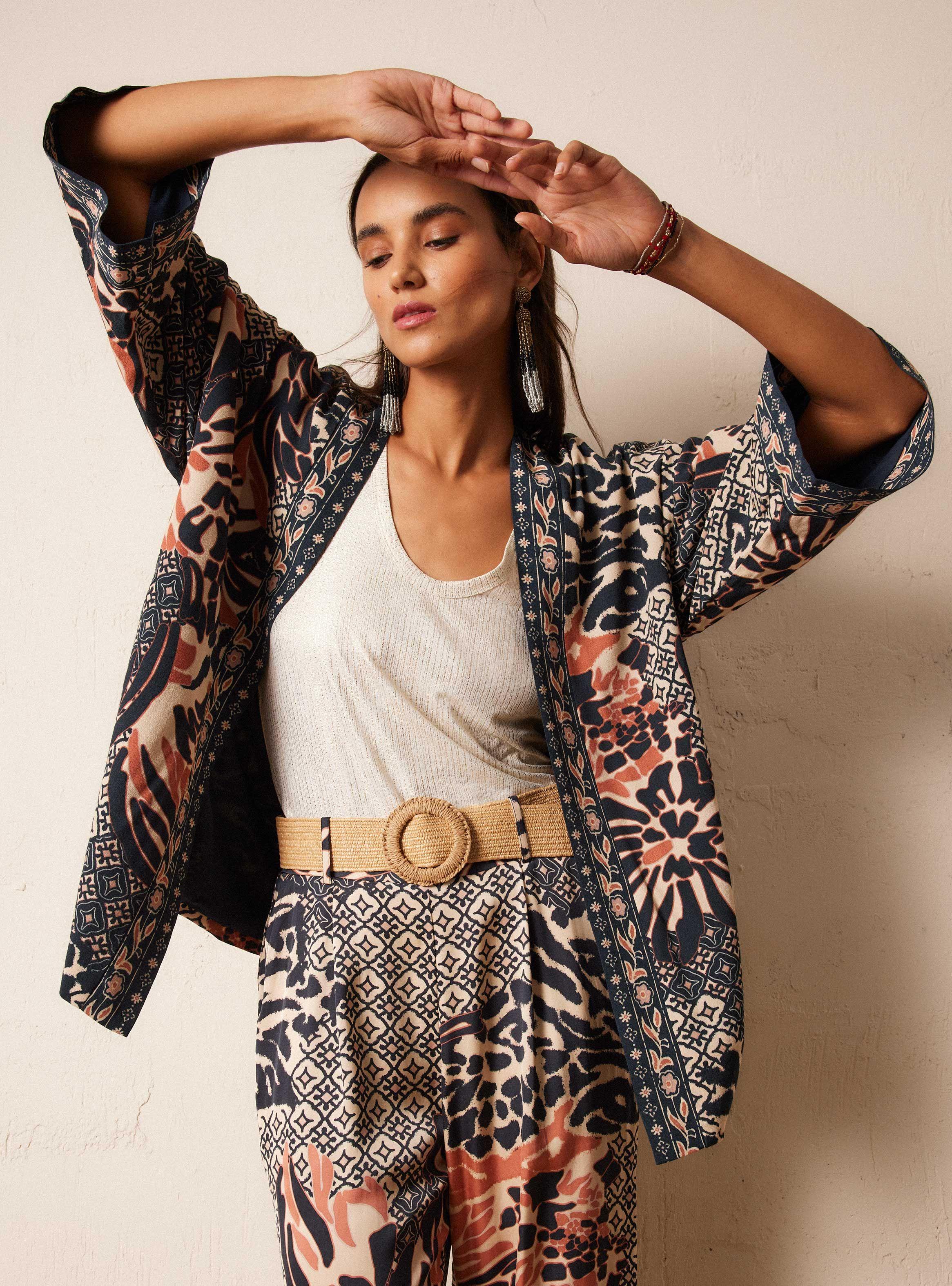 Blusa Tipo Kimono Estampado-0