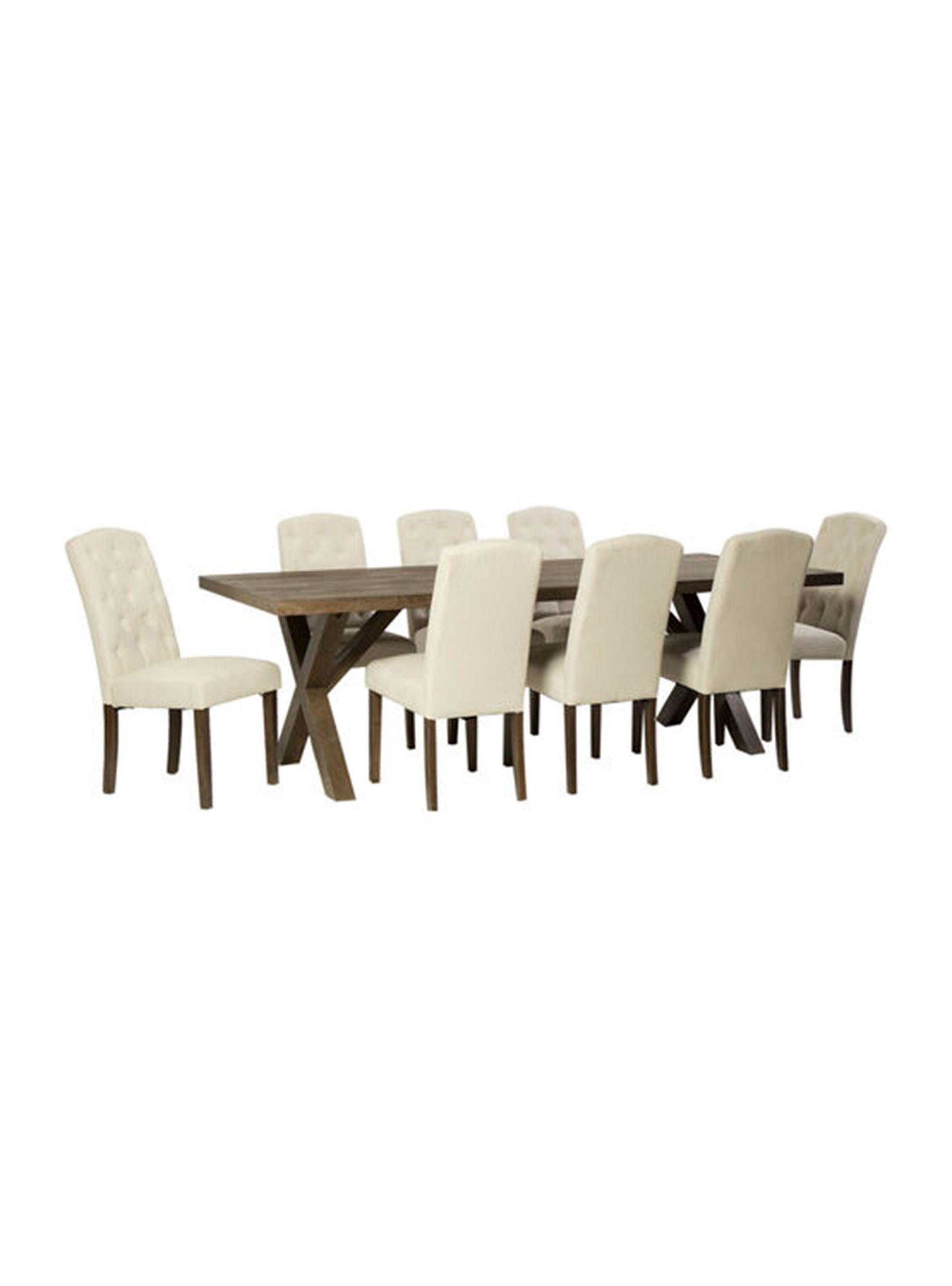 Juego de Comedor Cruzeta + 8 Sillas Beige-1