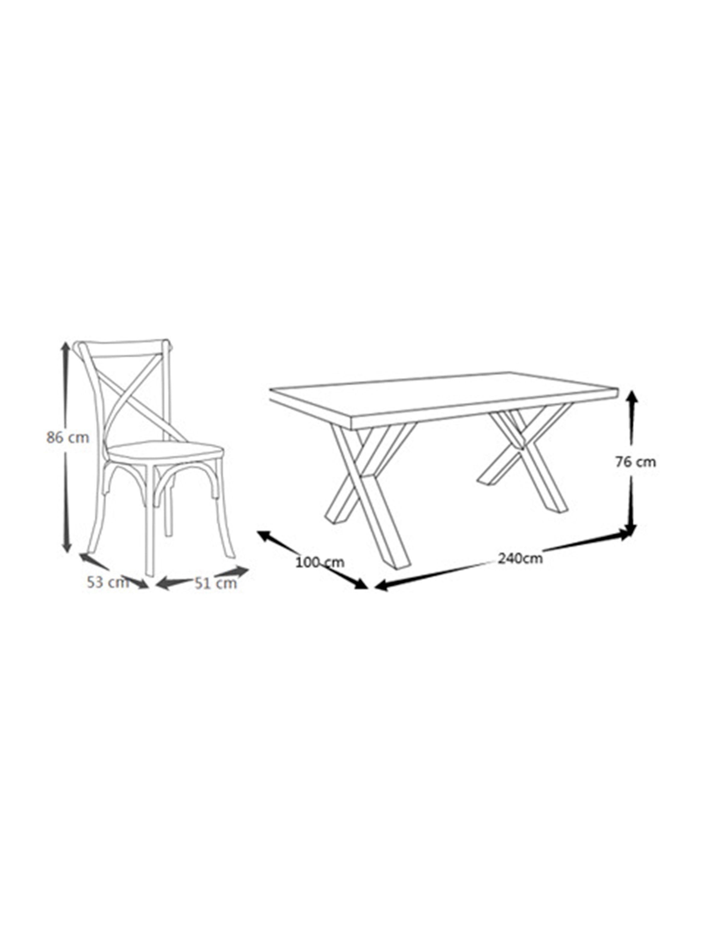 Juego de Comedor Cruzeta + 8 Sillas Beige-2
