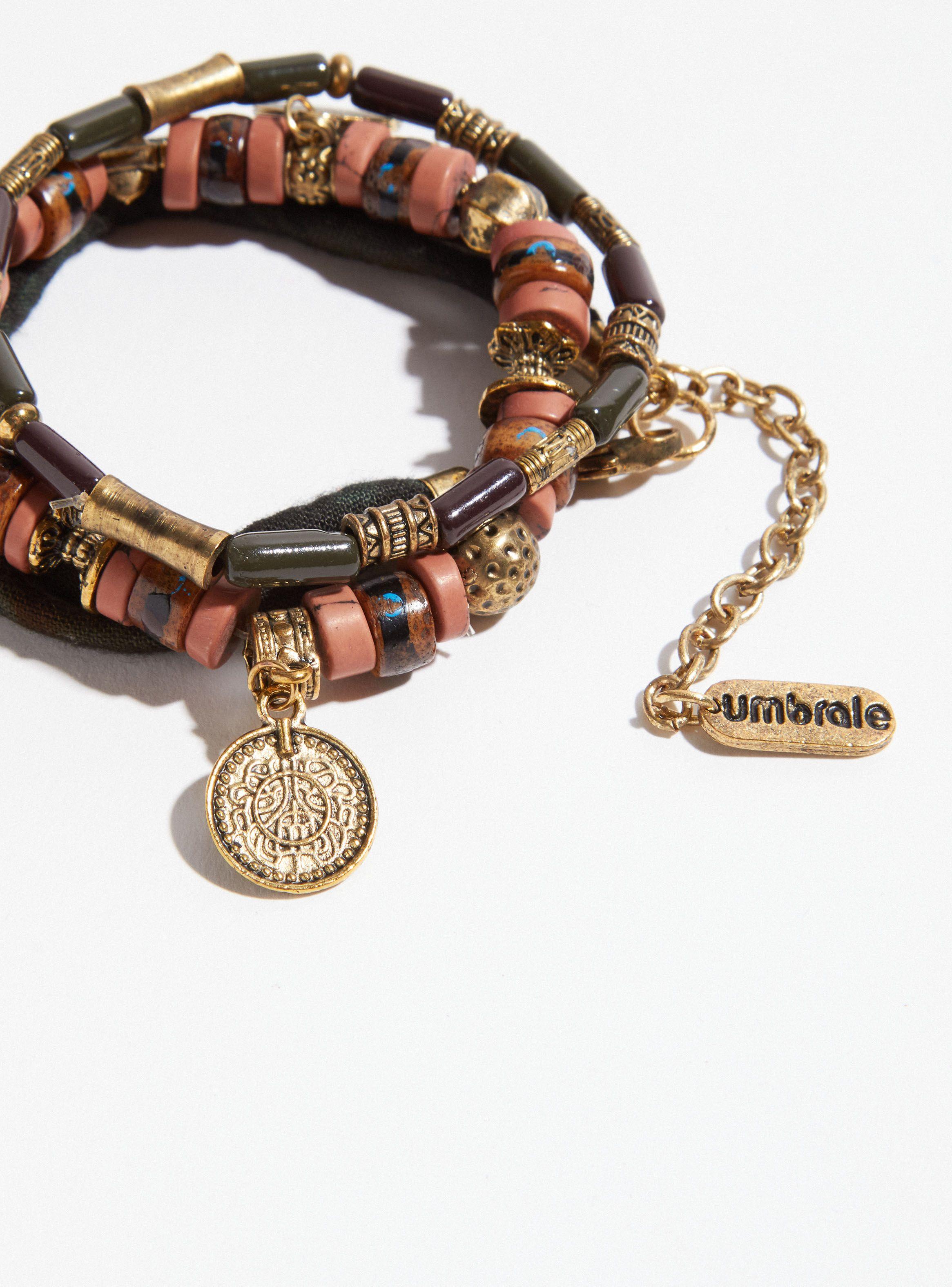 Set Pulseras Umbrale Tela y Piedritas-1