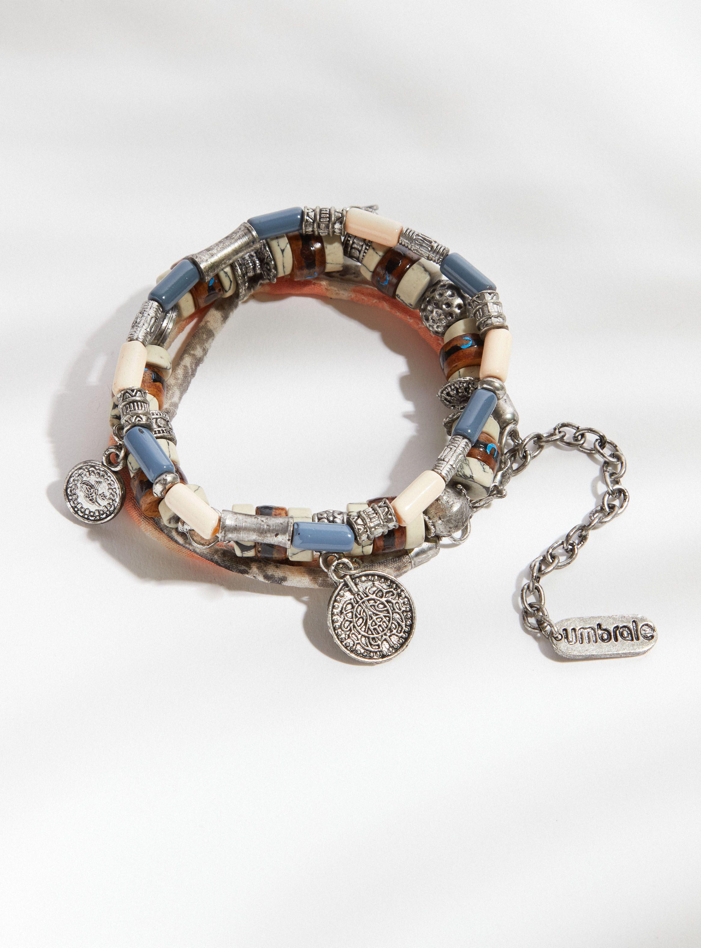 Set Pulseras Umbrale Tela y Piedritas-0