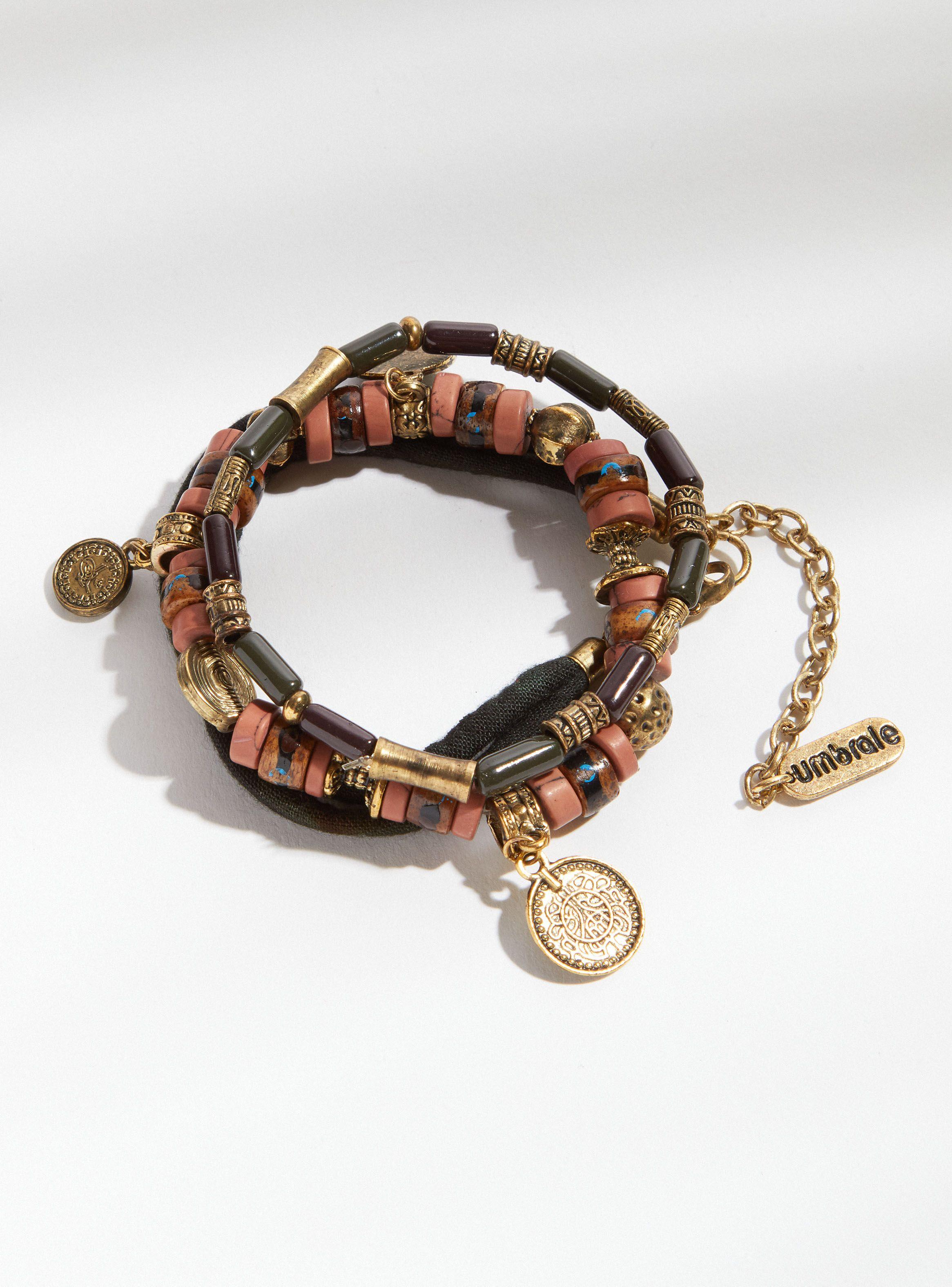 Set Pulseras Umbrale Tela y Piedritas-0