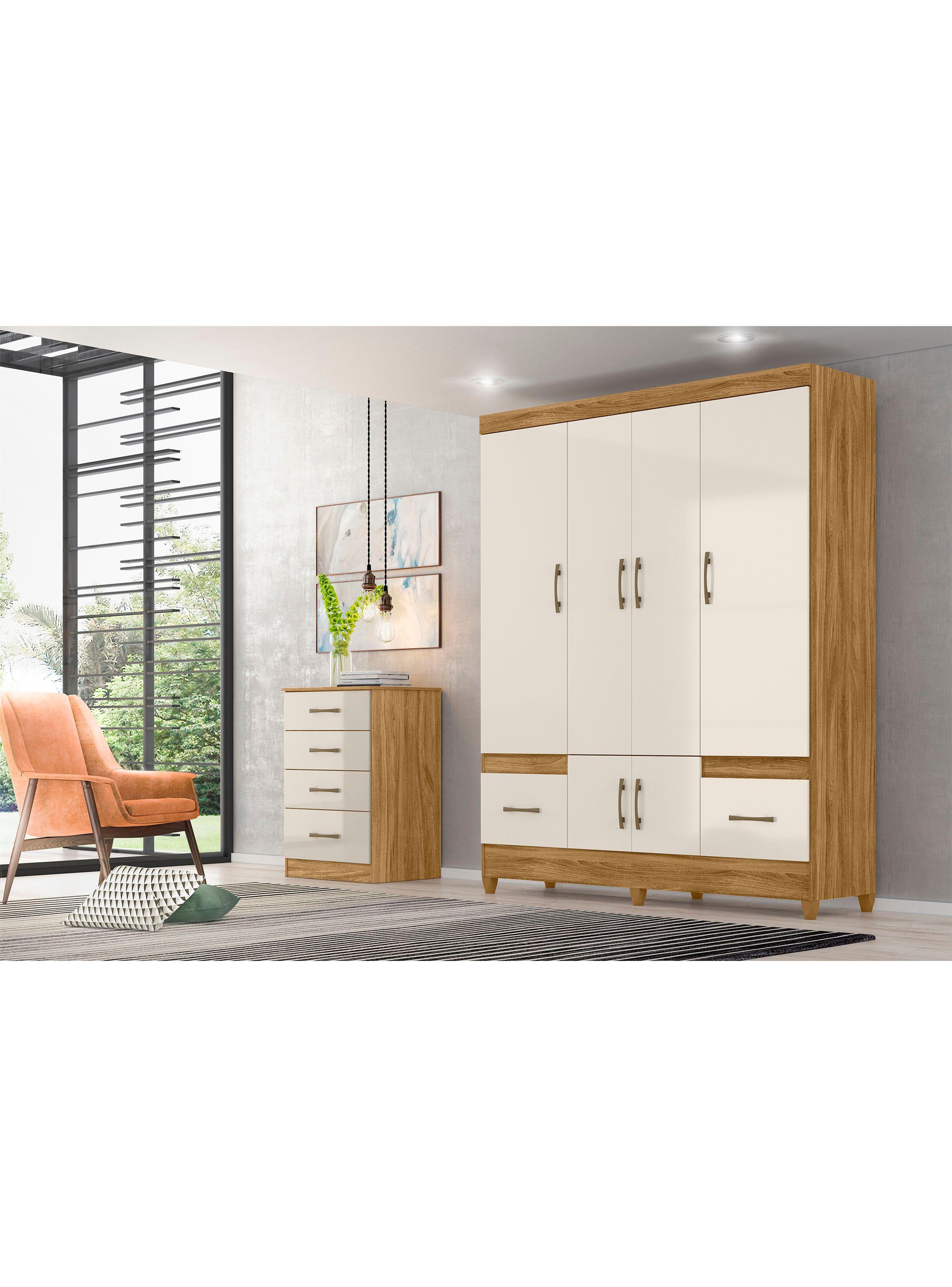 Clóset Ms912 6 Puertas 2 Cajones Freijo Off White-4