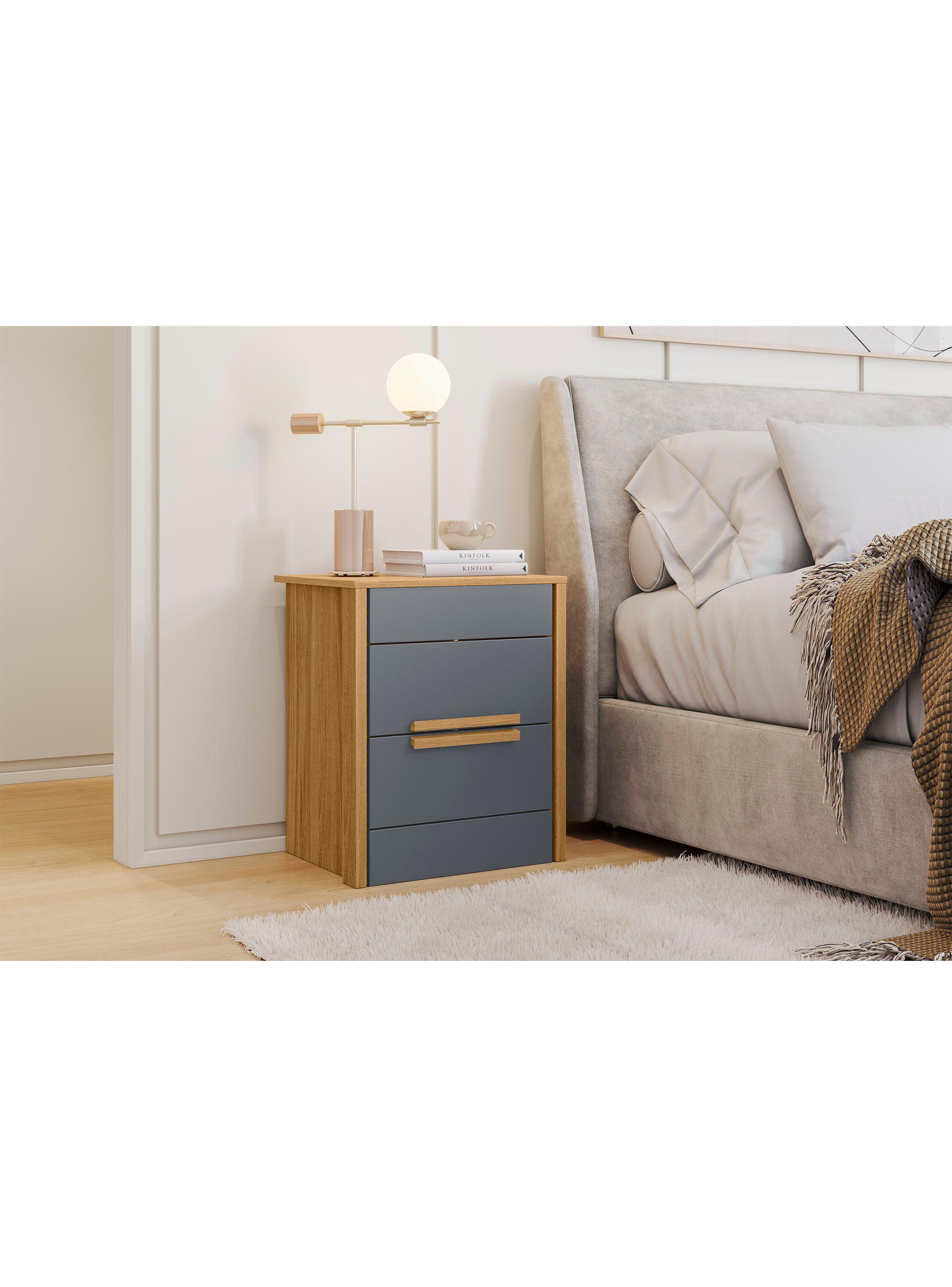 Velador Dhara 2 Cajones Freijo/Gris-4