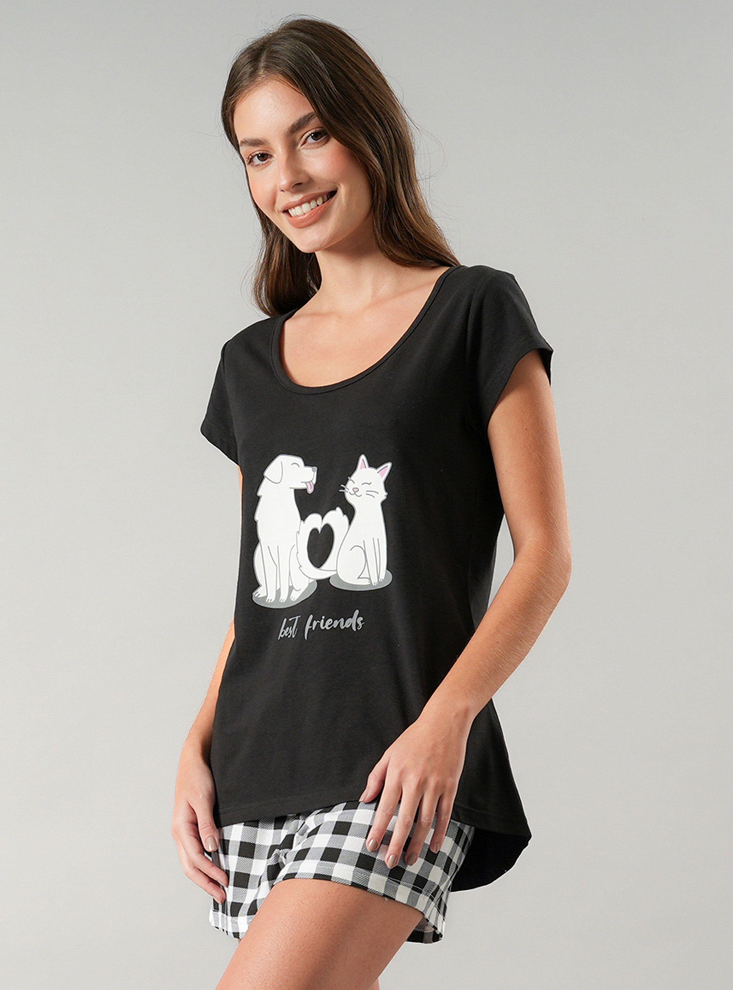 Pijama Top Manga Corta y Short Animals-0