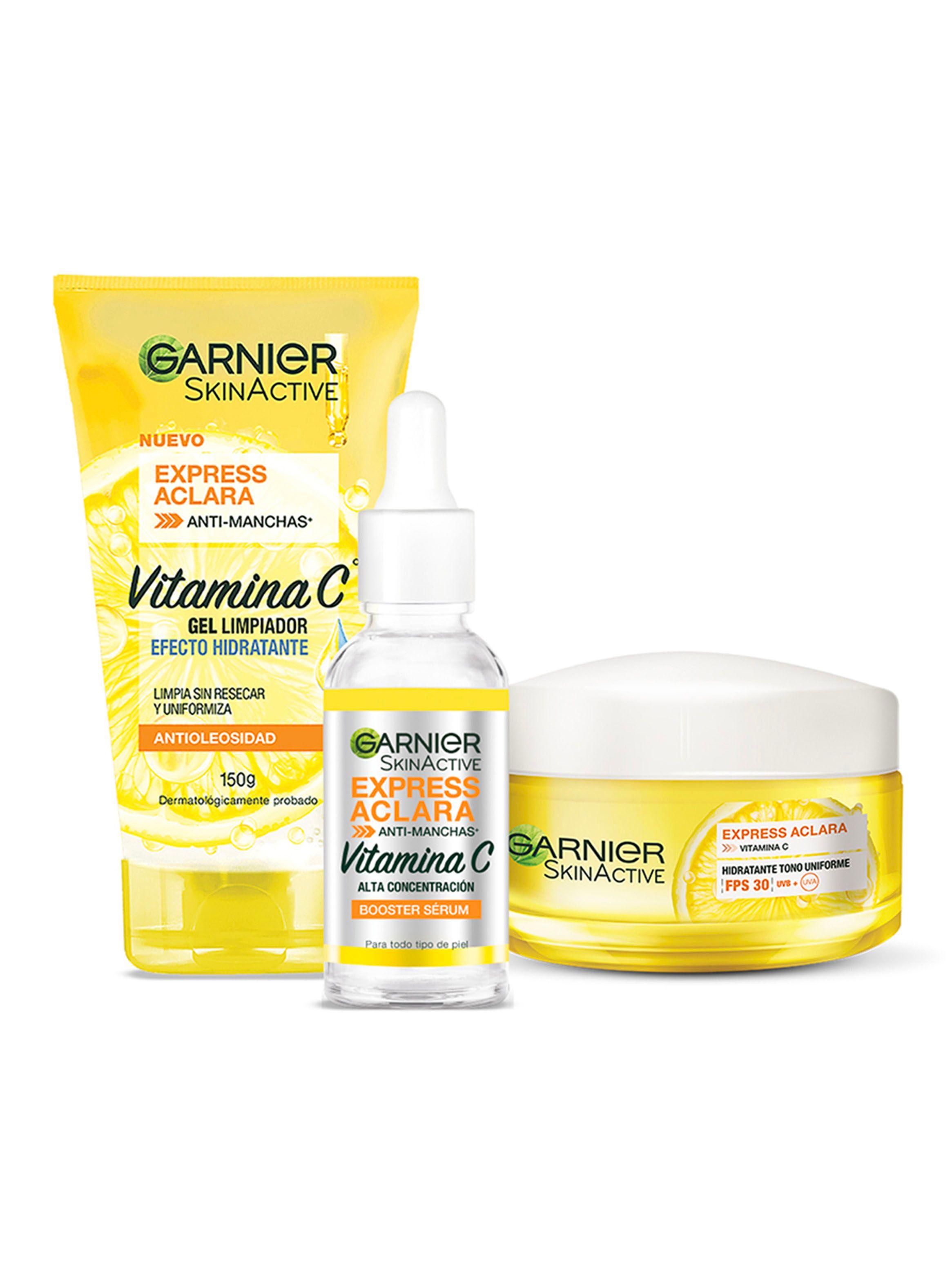 Pack Rutina Express Aclara Anti-manchas con Vitamina C Gel limpiador 150g + Sérum Día 30ml + Crema FPS30 50ml-0