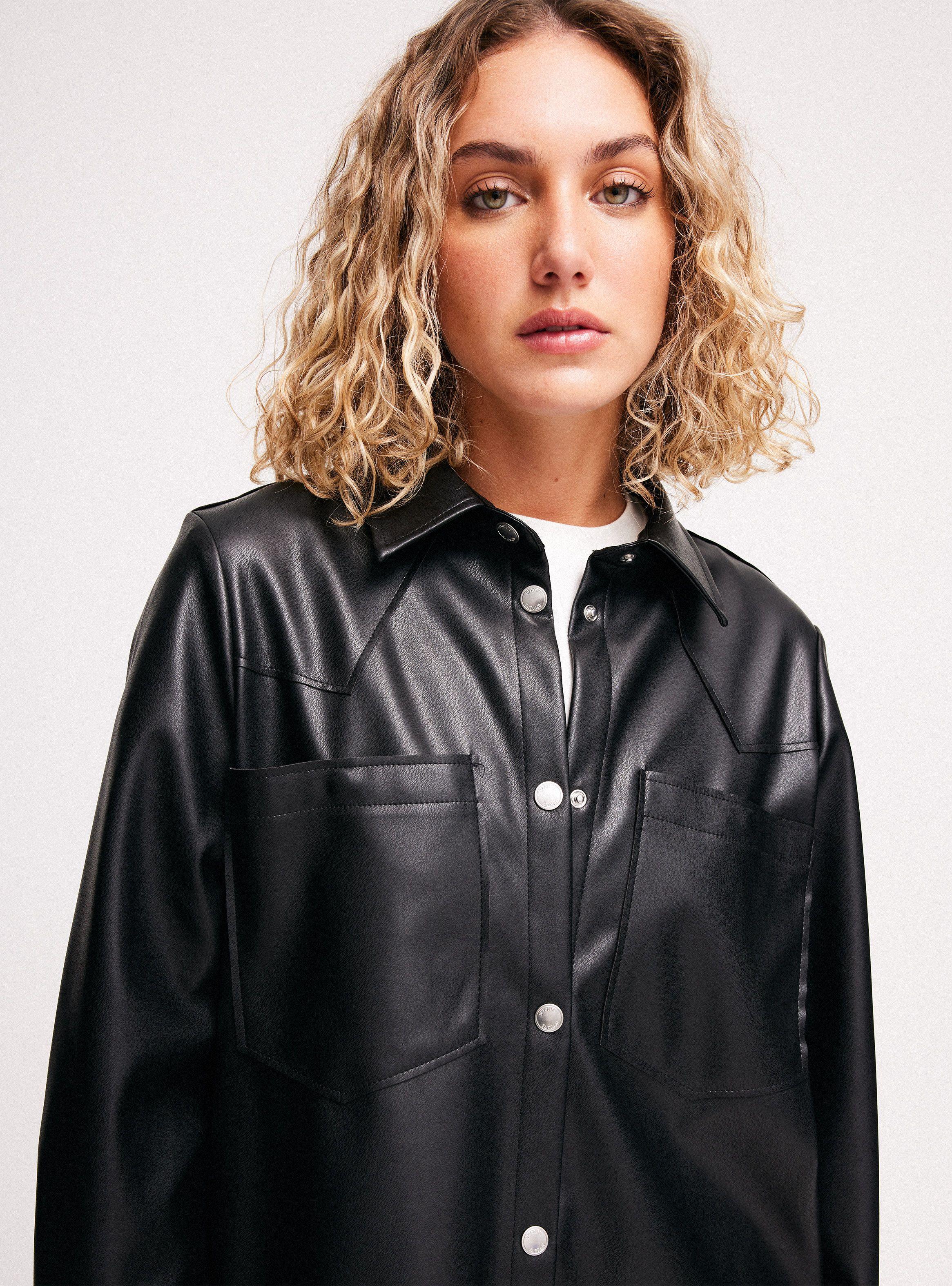 Chaqueta Sobrecamisa Efecto Piel Relaxed Fit-3