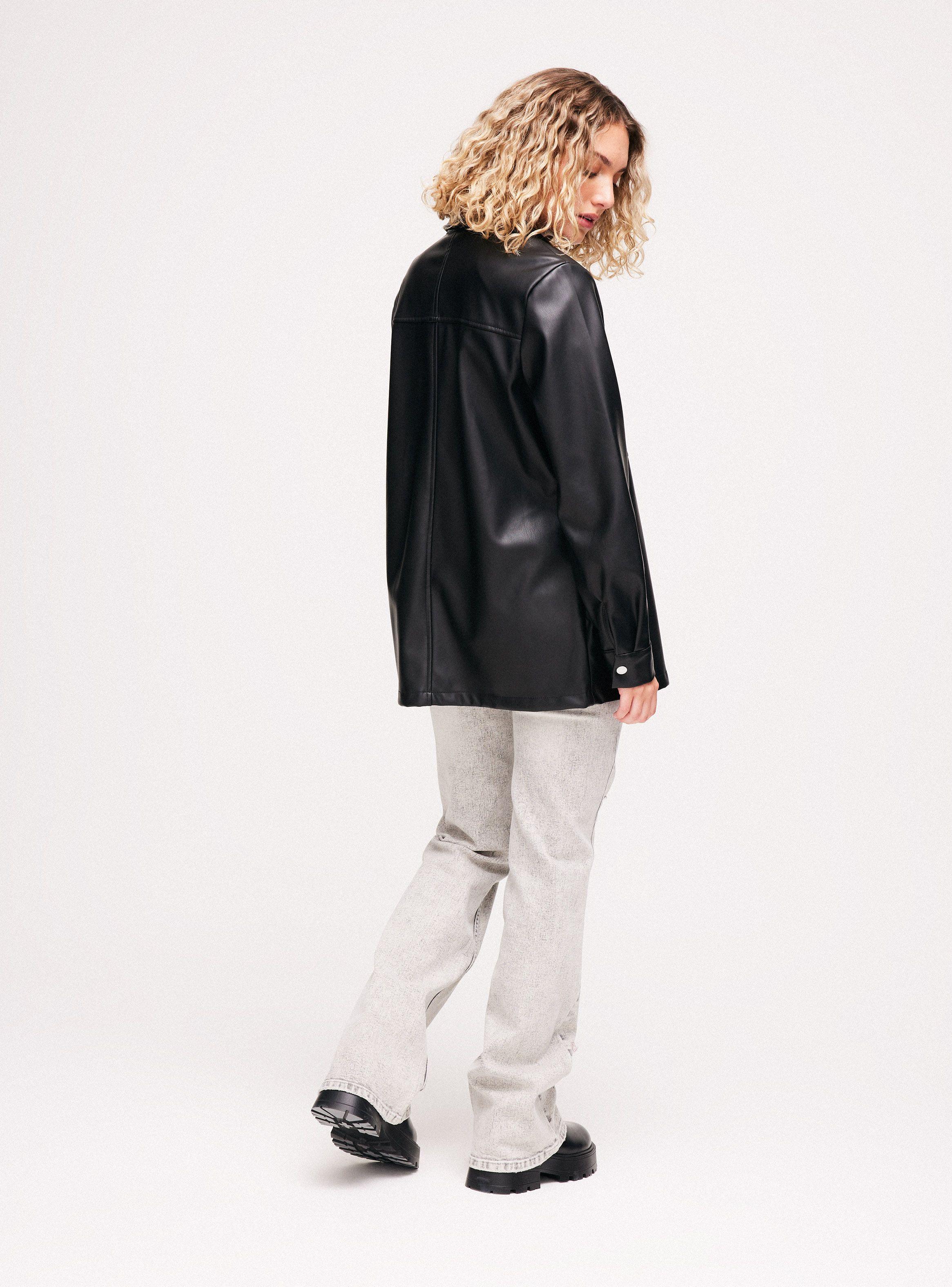Chaqueta Sobrecamisa Efecto Piel Relaxed Fit-5