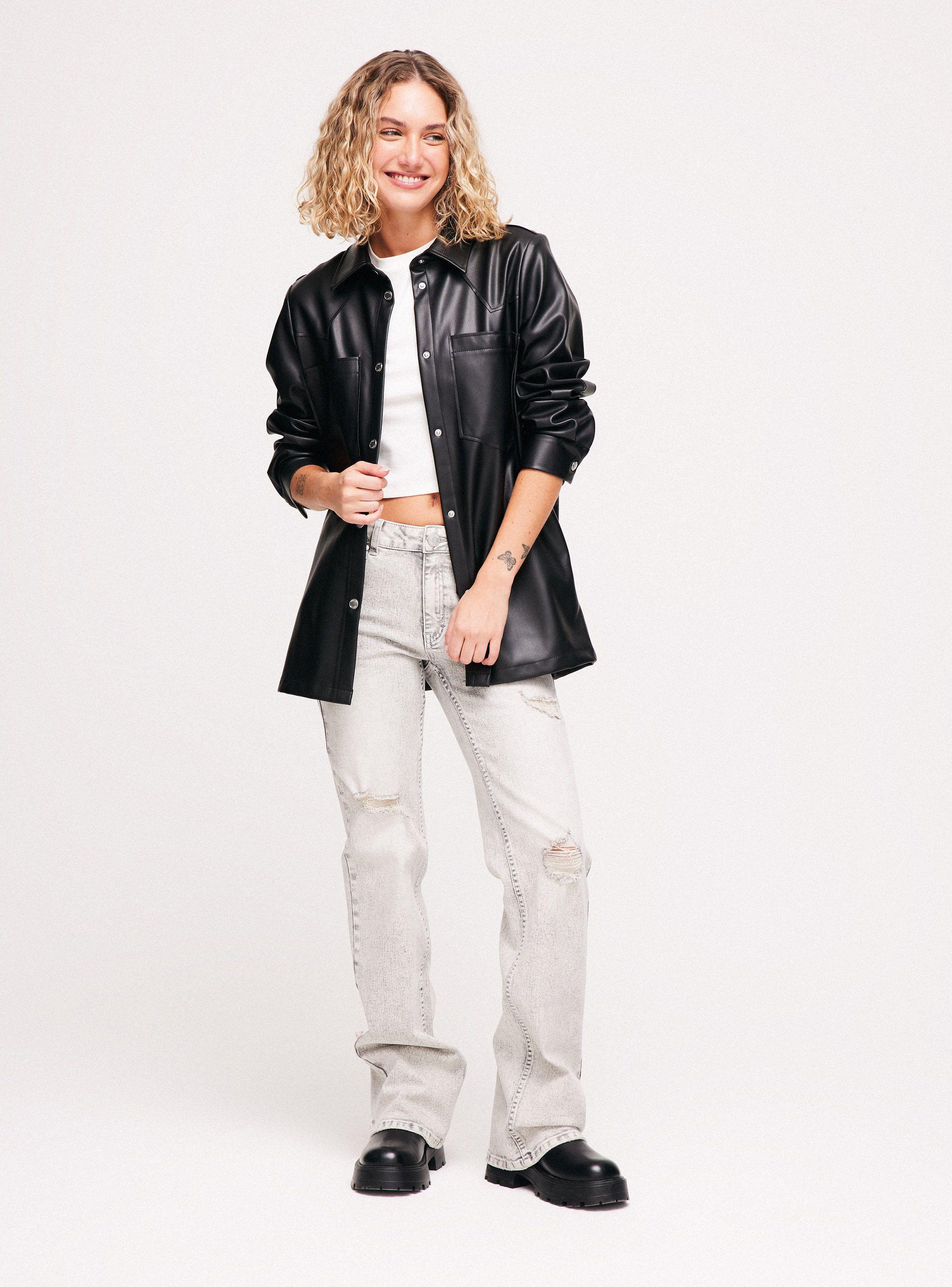 Chaqueta Sobrecamisa Efecto Piel Relaxed Fit-4